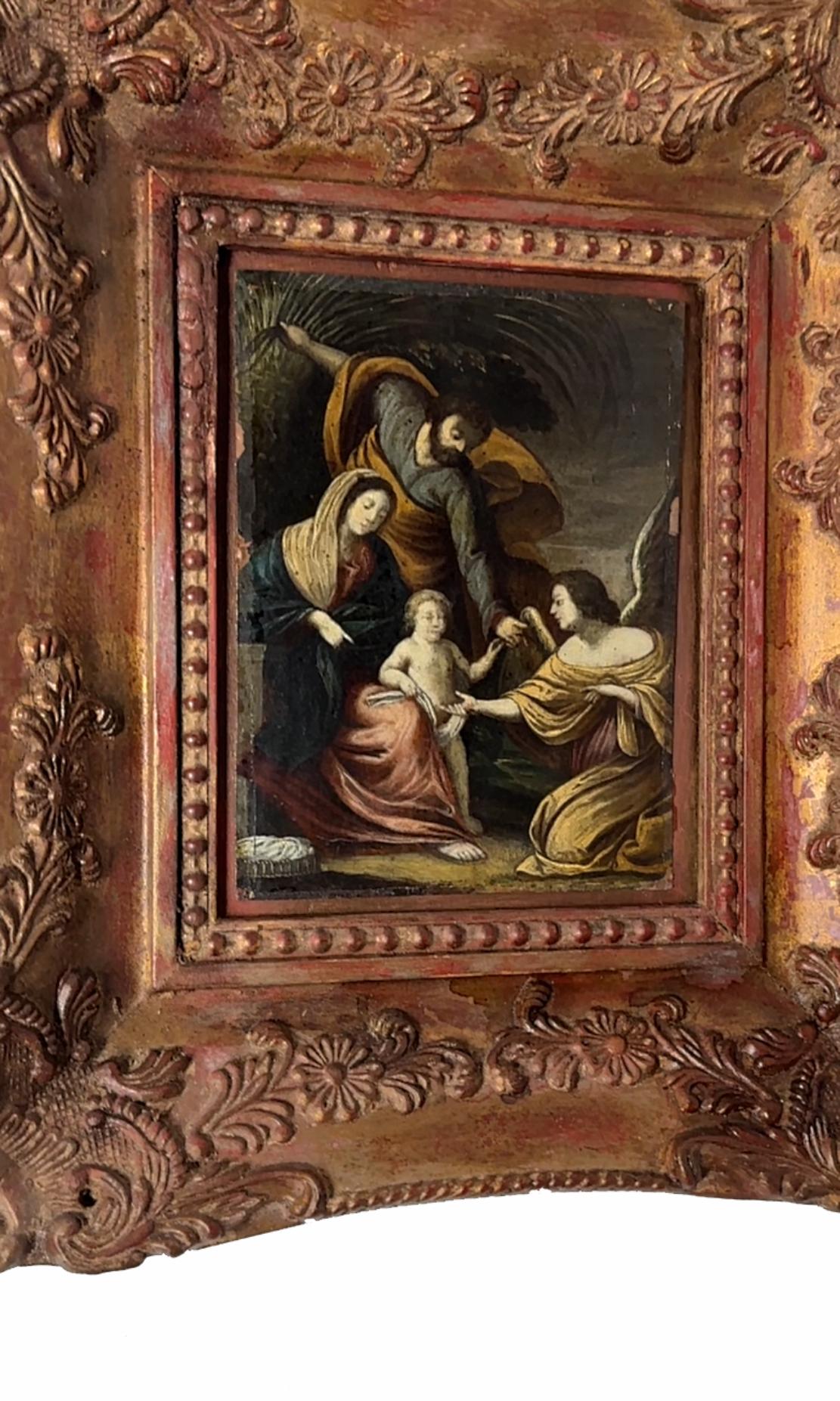 Pareja De Pinturas Barrocas De Cristo, Siglo XVII, Italia Cobre en venta