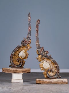 Pair of Baroque Period Italian Hand-Painted Architectural Fragments circa 1750