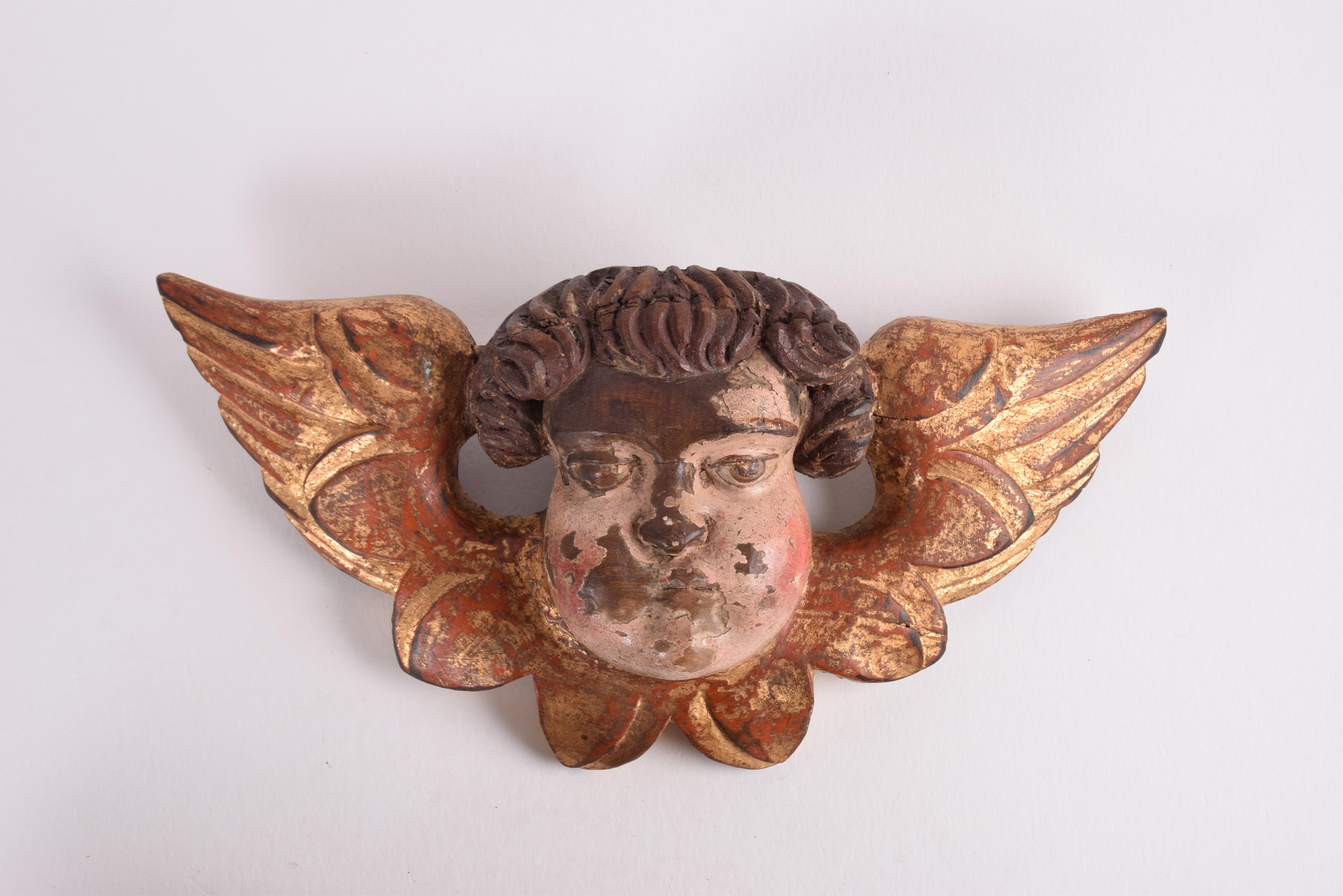18th Century and Earlier Pair of Baroque Putti Cherubs, Polychrome & Gilt Wood, French Pyrenees ca 1700 For Sale