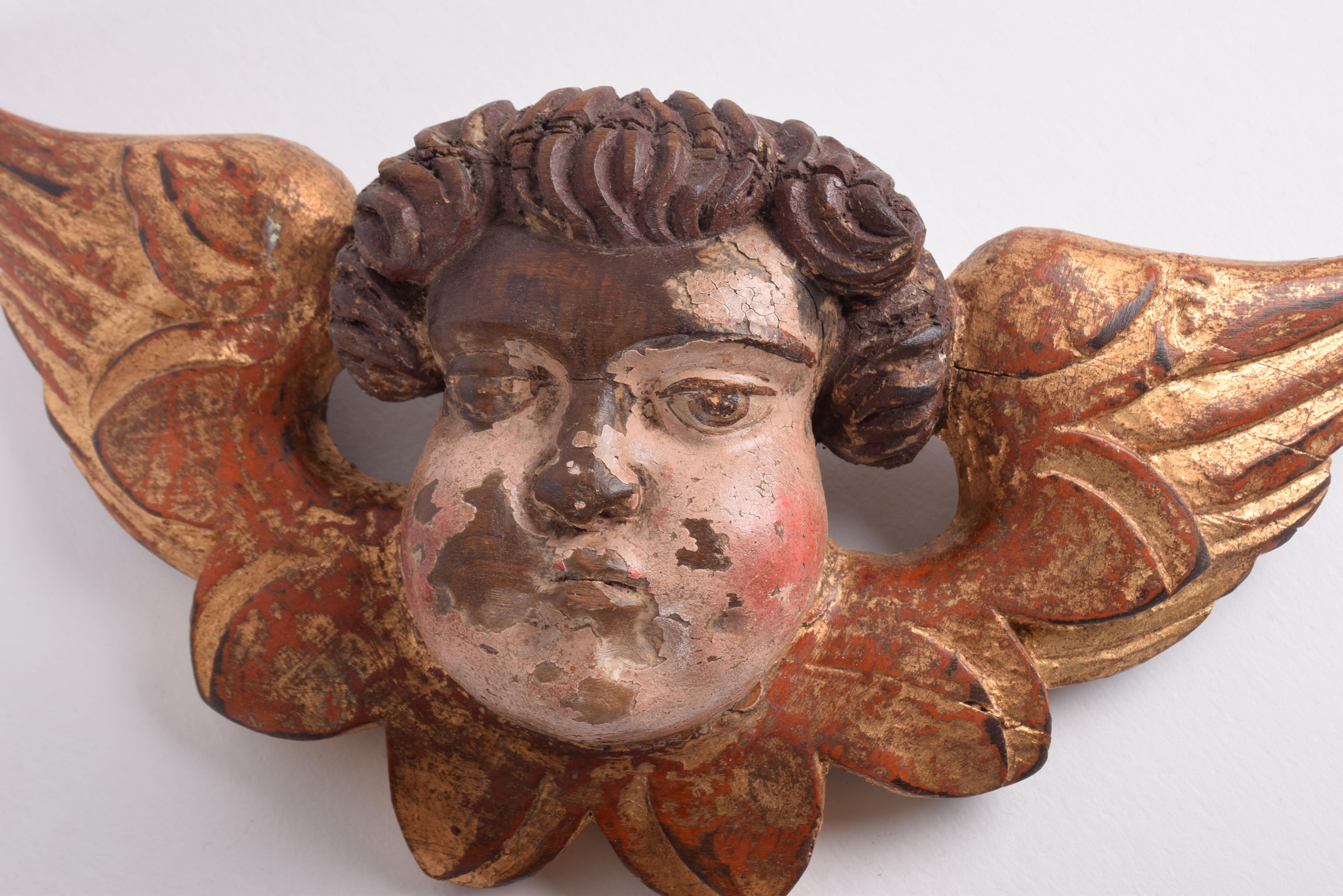 Pair of Baroque Putti Cherubs, Polychrome & Gilt Wood, French Pyrenees ca 1700 For Sale 2