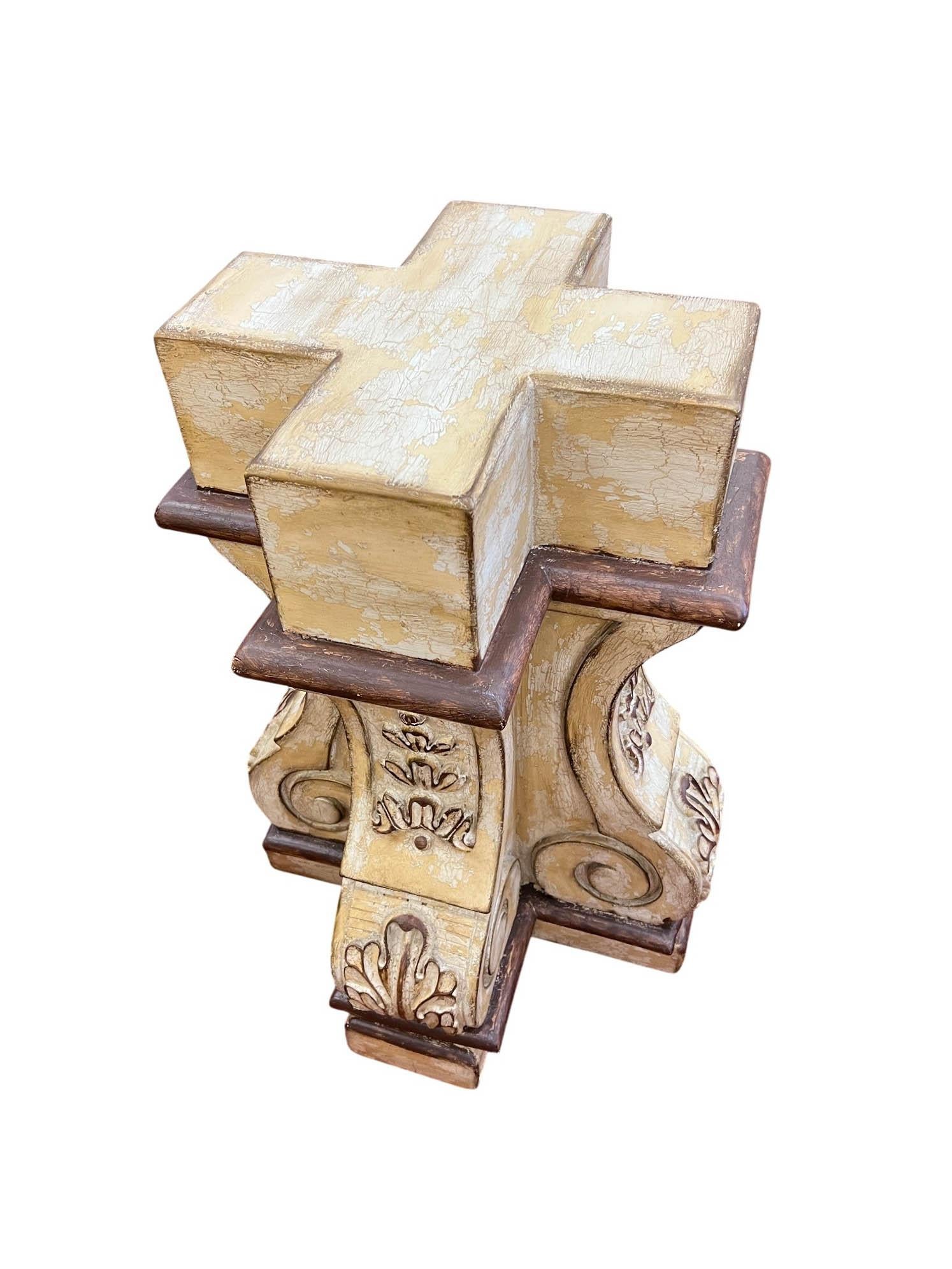 Paire de piédestaux en plâtre vieilli de style néo-baroque en vente 2