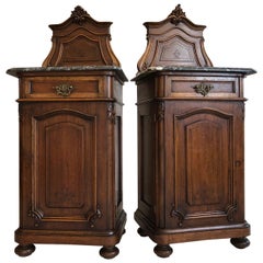 Antique Pair of Baroque Revival Night Stands with Granite Tops