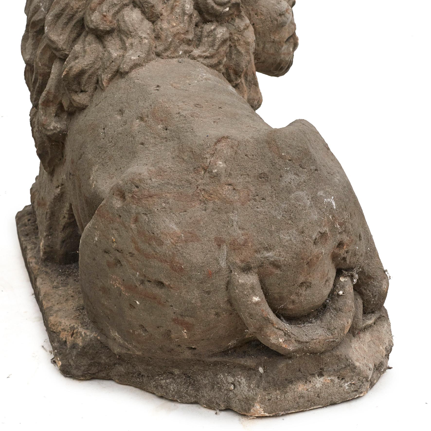 Pair of Baroque Sandstone Lions In Good Condition For Sale In Kastrup, DK