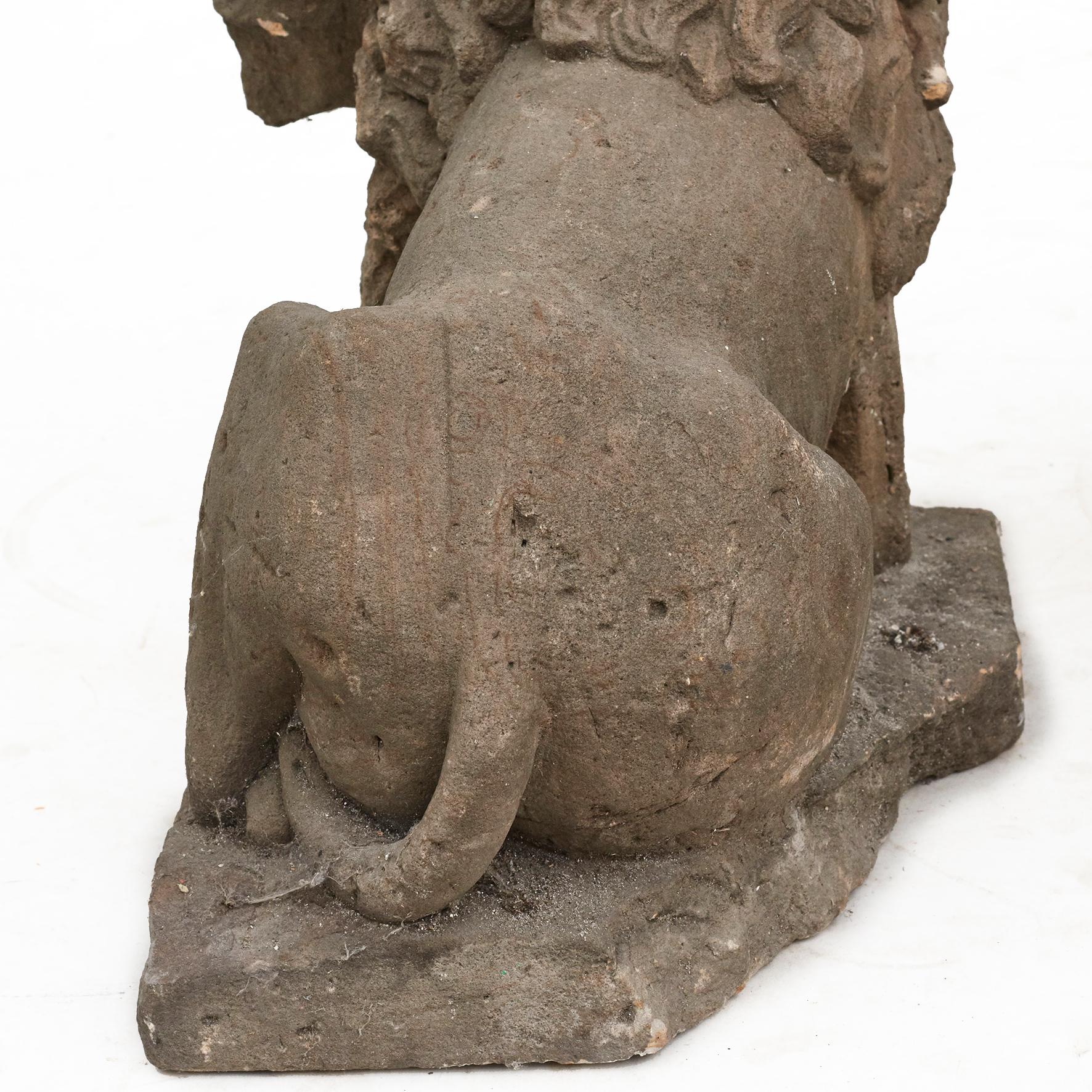 18th Century and Earlier Pair of Baroque Sandstone Lions For Sale