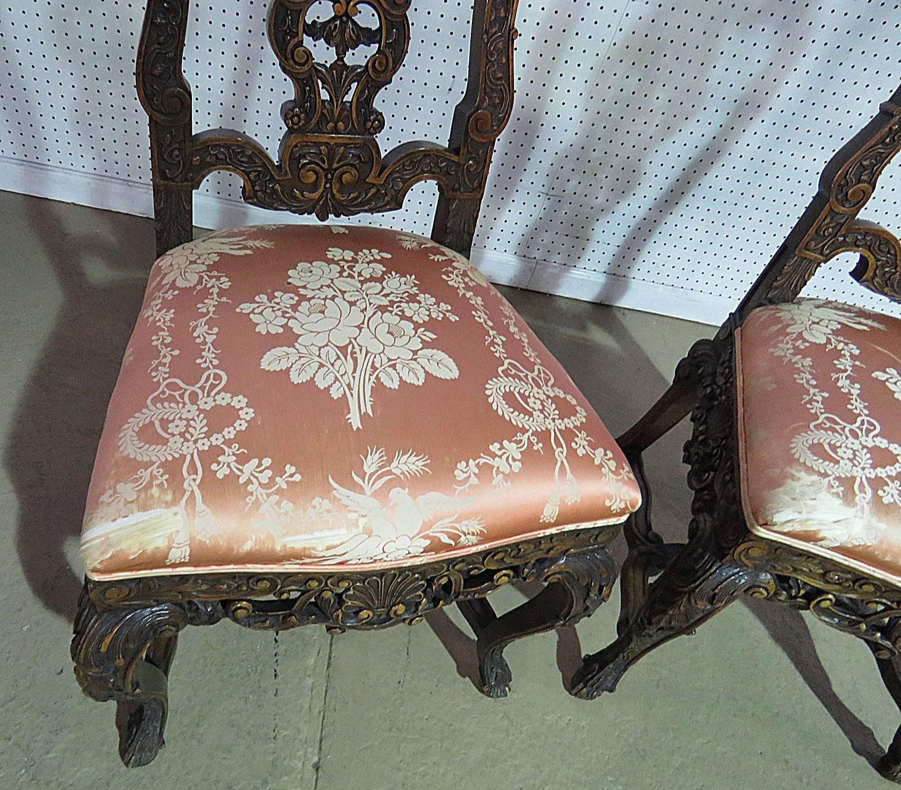 18th Century and Earlier Pair of Baroque Side Chairs