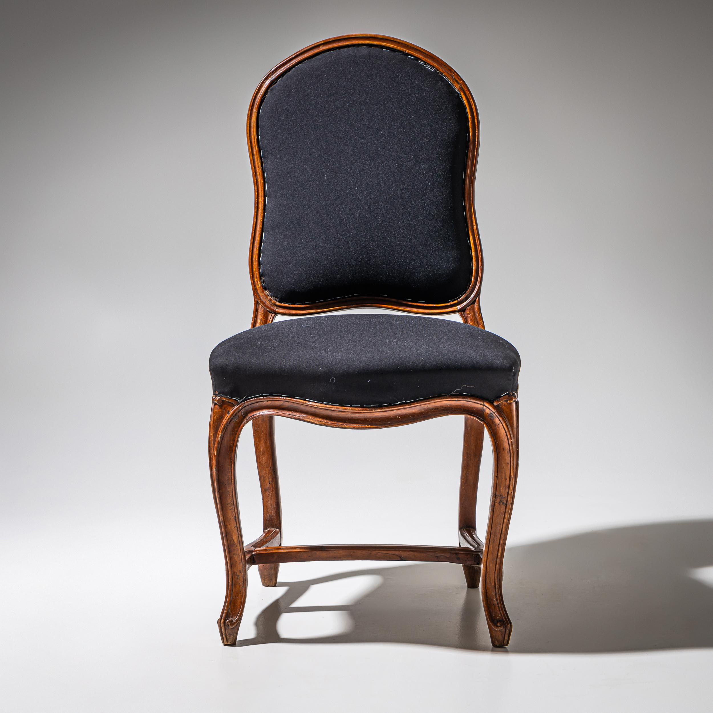 Fabric Pair of Baroque Side Chairs, Mid-18th Century For Sale