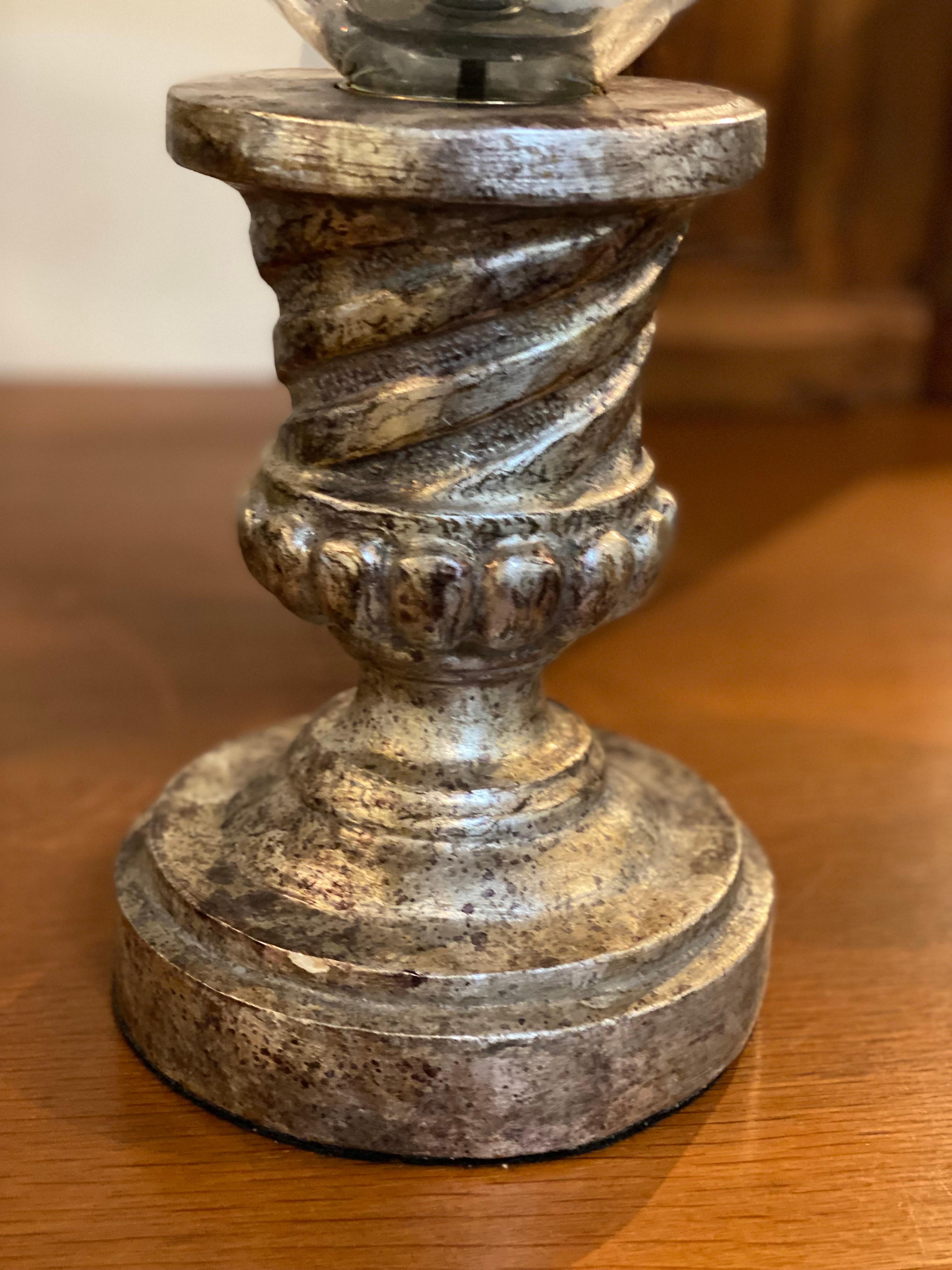 18th Century and Earlier Pair of Baroque Silvergilt Fragments made into Candlesticks