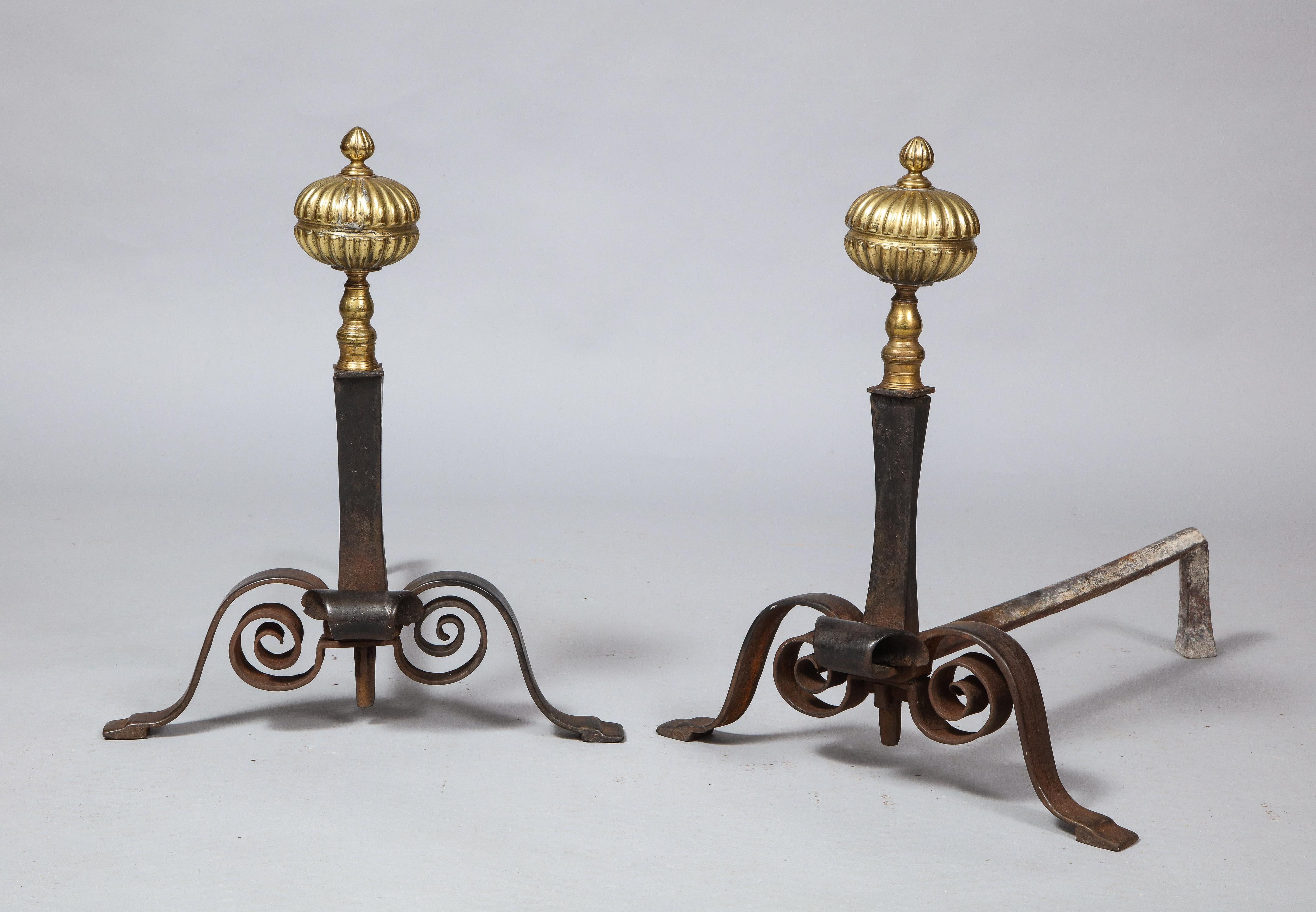 Late 19th Century Pair of Baroque Style Andirons