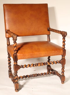 Pair of Baroque Style Barley Twist Armchairs