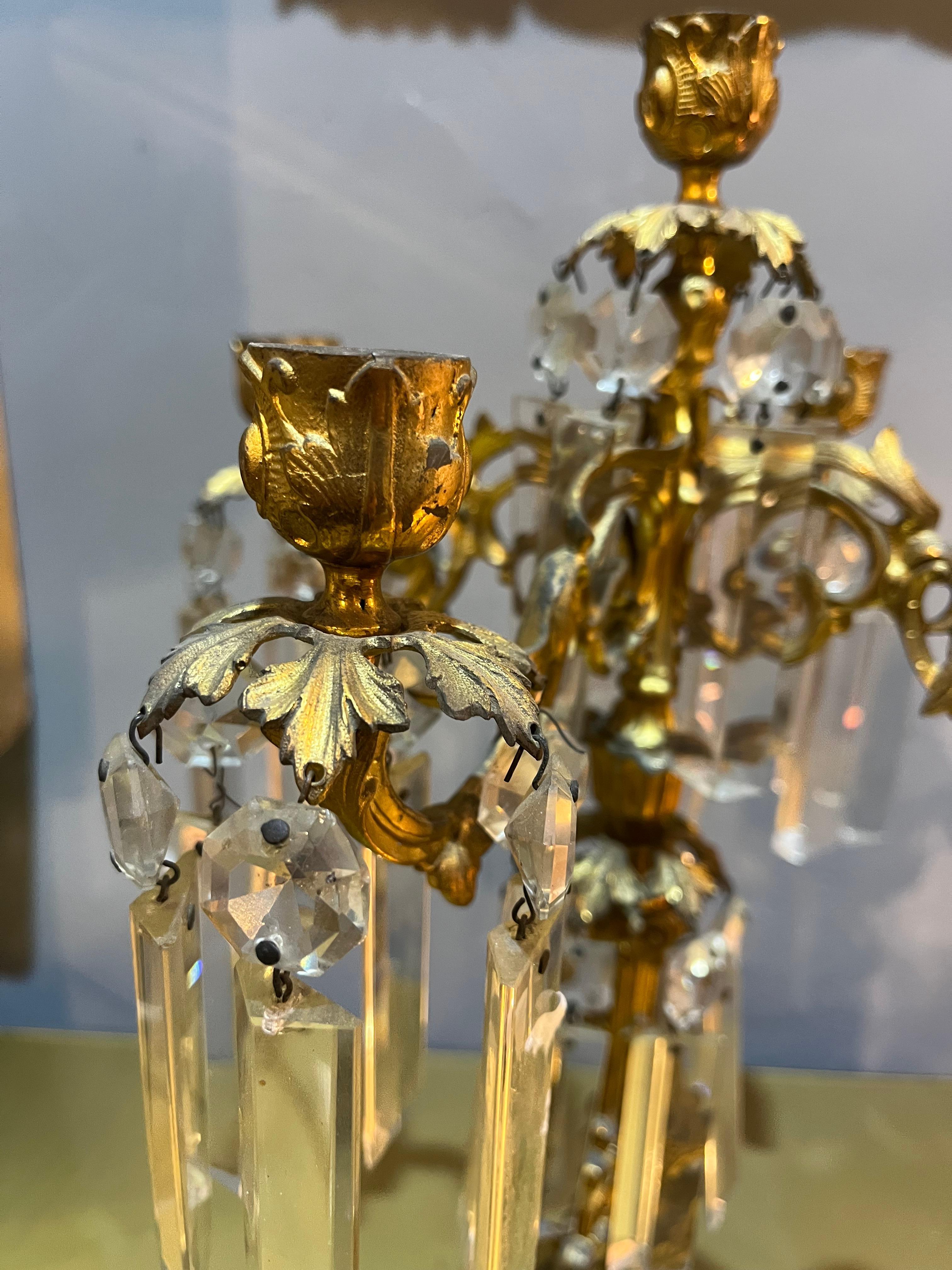 Brass Pair of Baroque Style Candlesticks