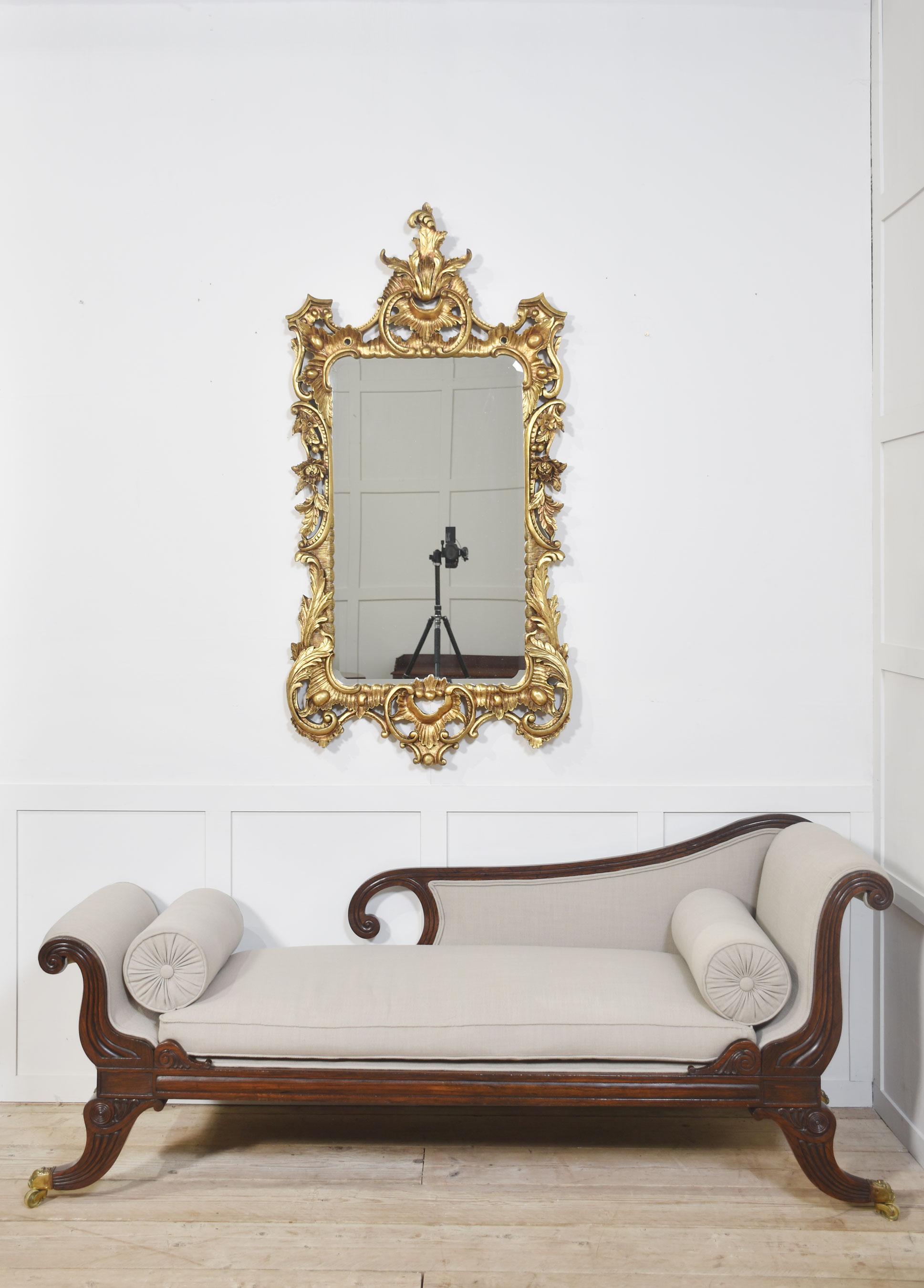 Pair of baroque style carved and gilded mirrors For Sale 5