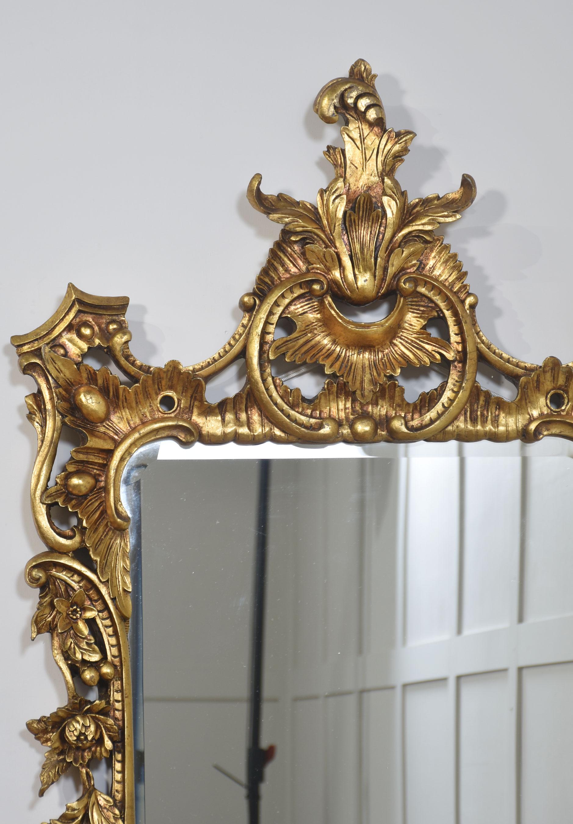 Pair of baroque style carved and gilded mirrors For Sale 8