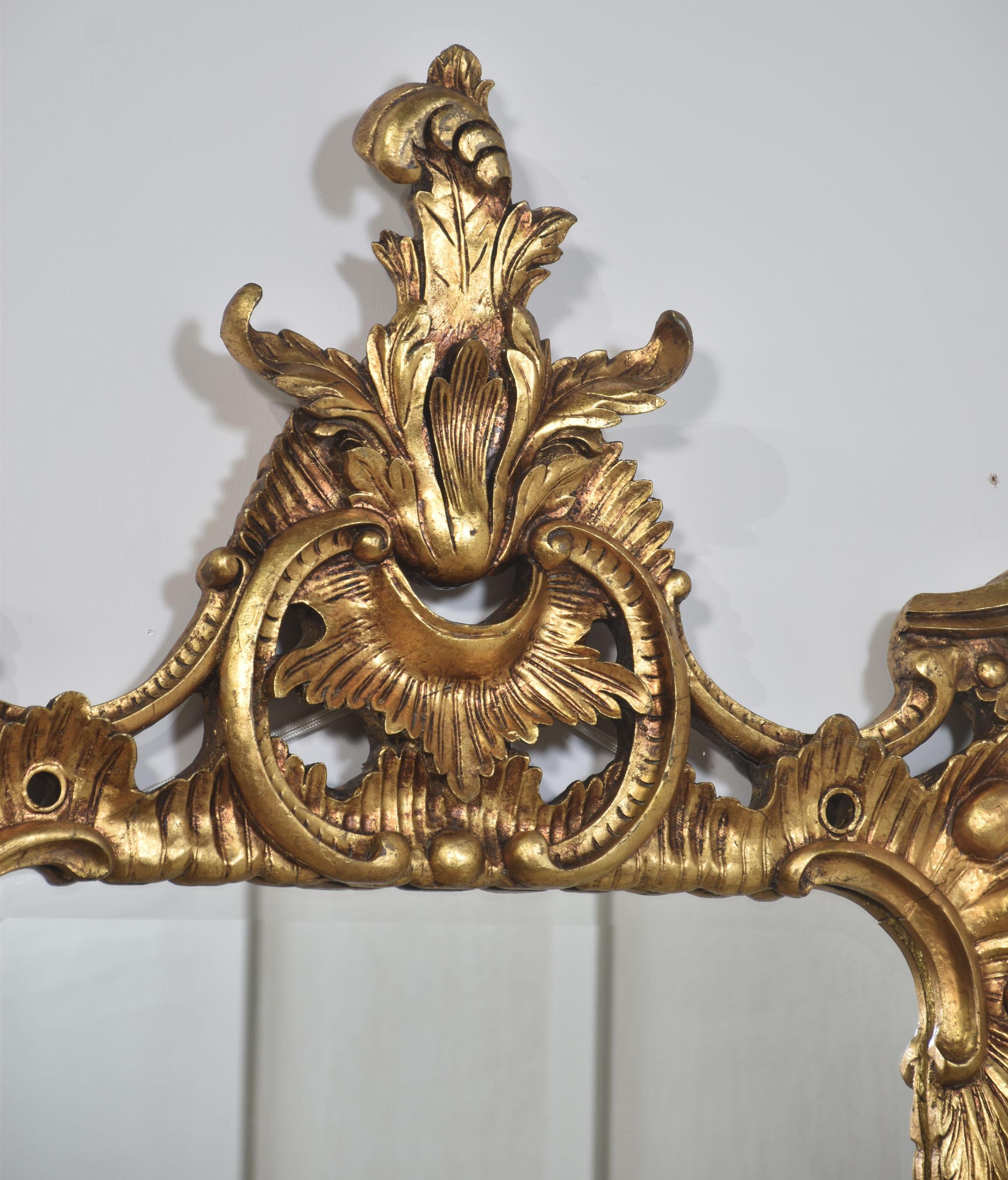 Pair of baroque style carved and gilded mirrors In Good Condition For Sale In Cheshire, GB