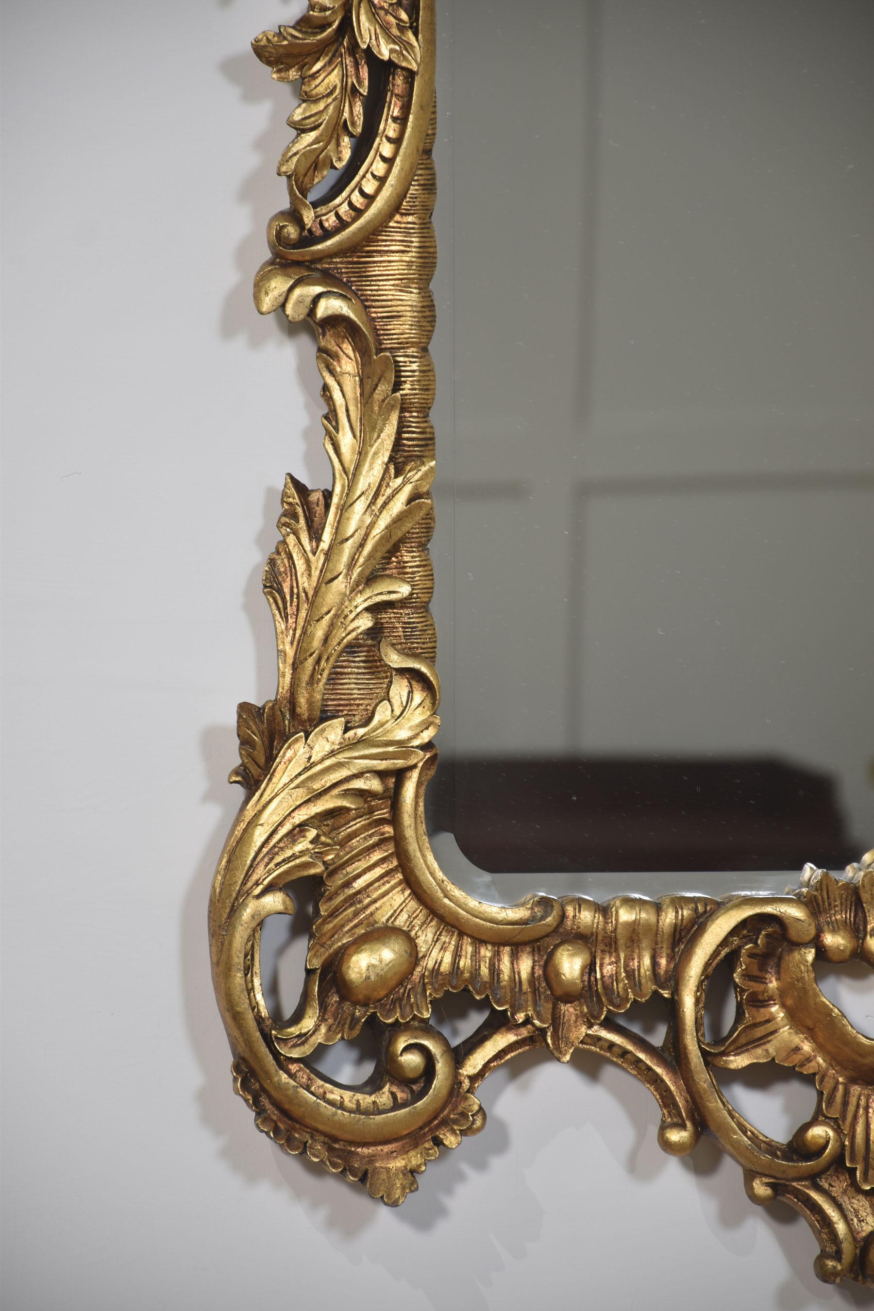Pair of baroque style carved and gilded mirrors For Sale 3