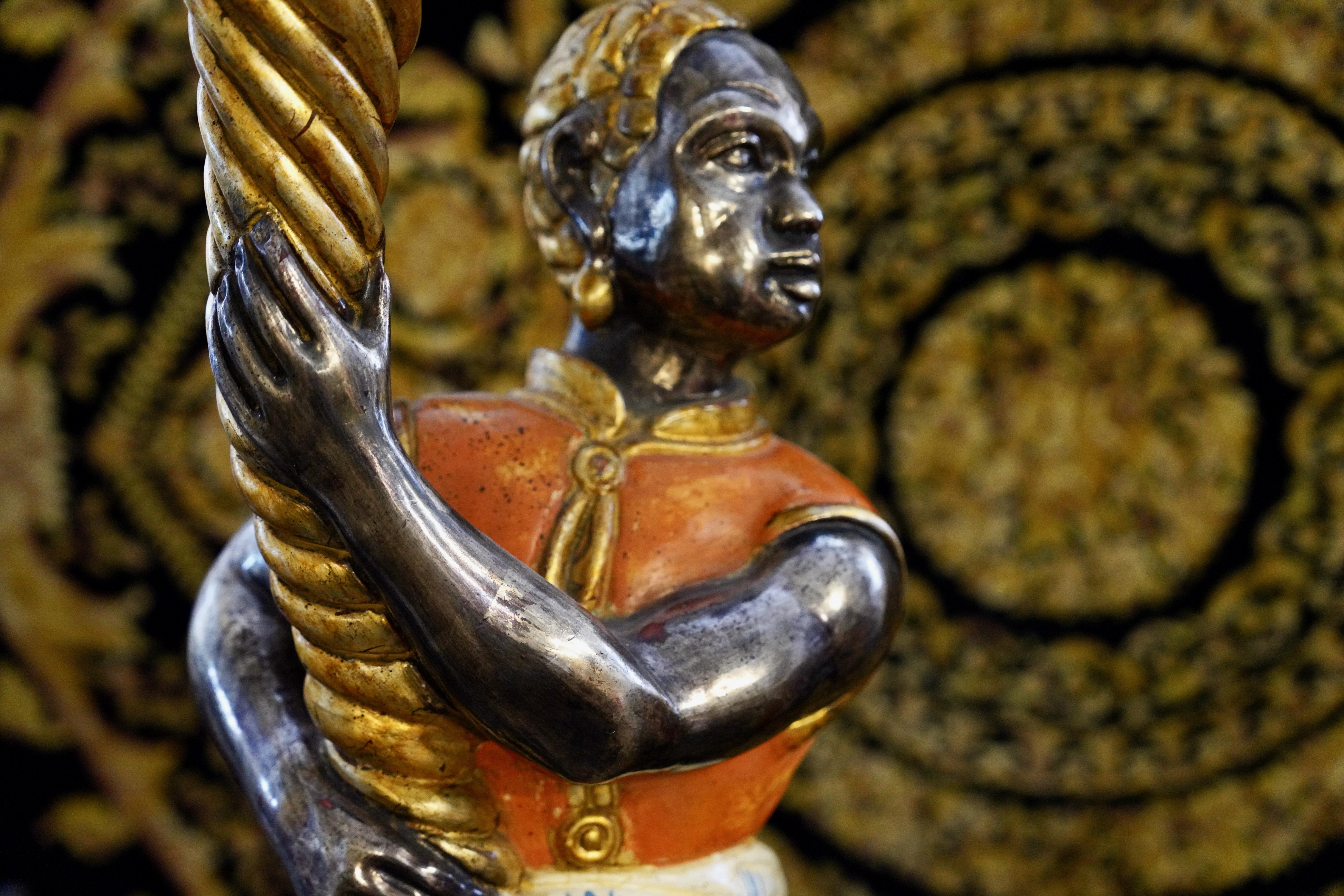 Coppia di lampade da terra in stile barocco, figure di candelieri veneziani in vendita 3