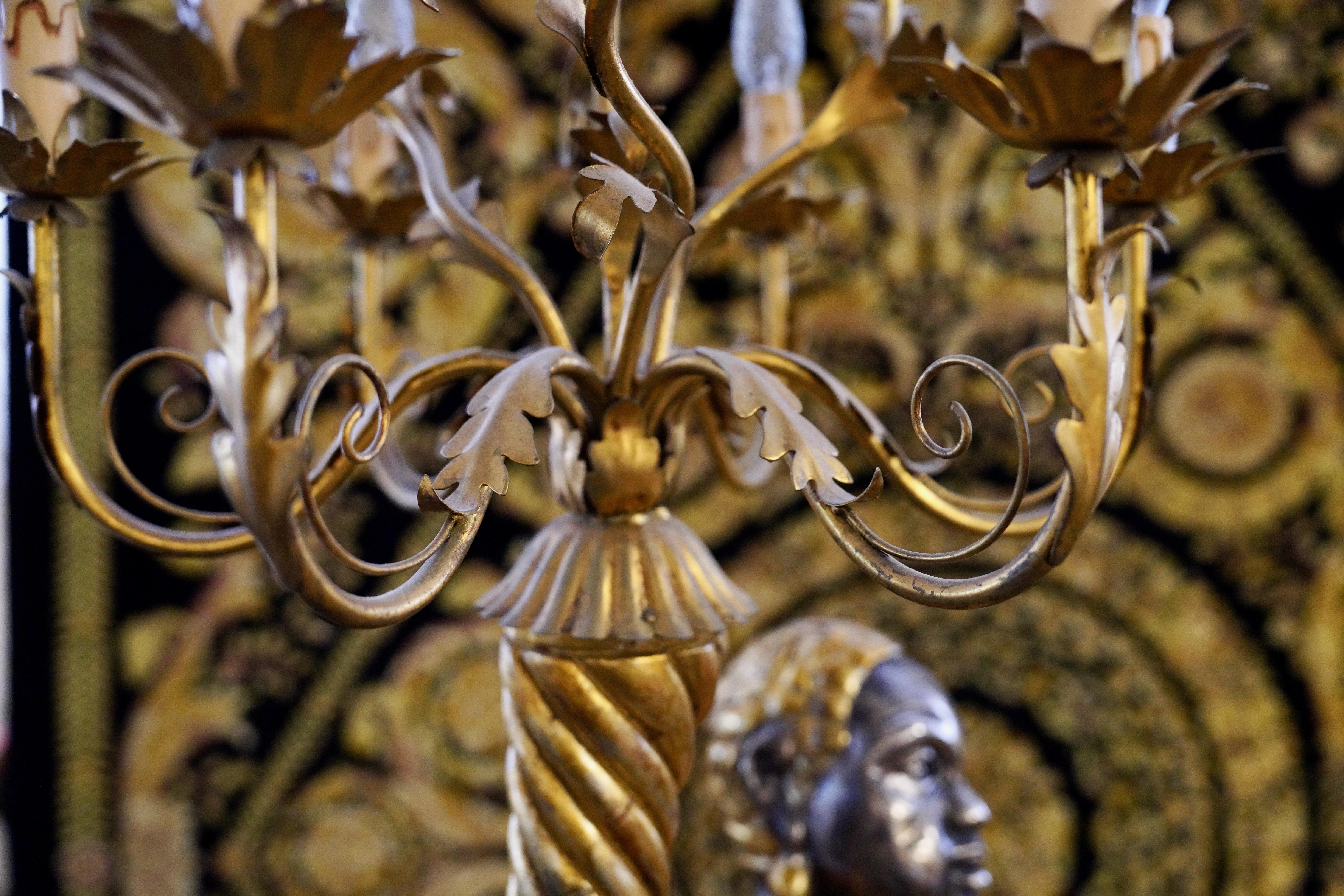 Coppia di lampade da terra in stile barocco, figure di candelieri veneziani in vendita 7