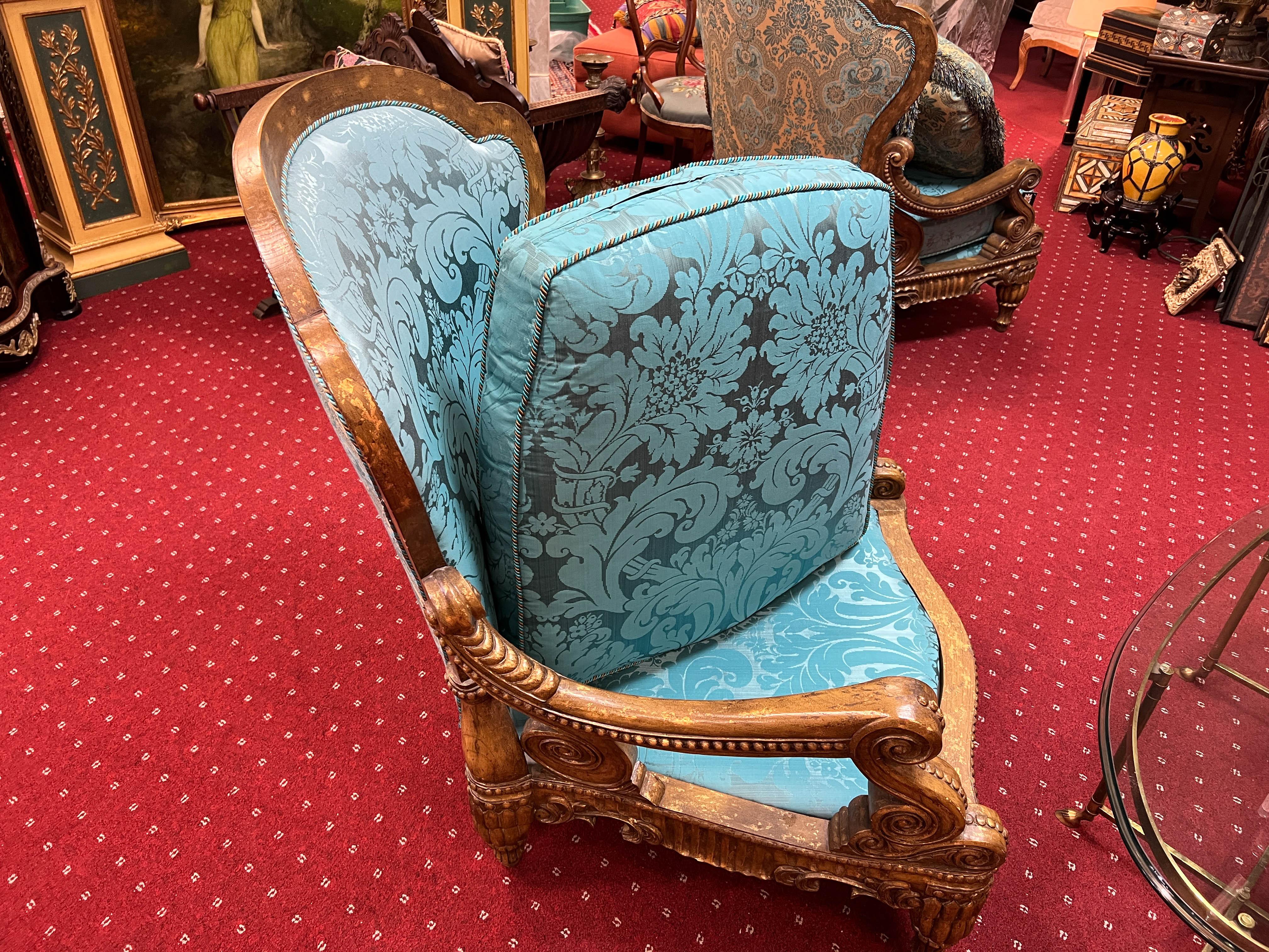 Pair of Baroque Style Oversized Lounge Chairs by Tomlinson 12