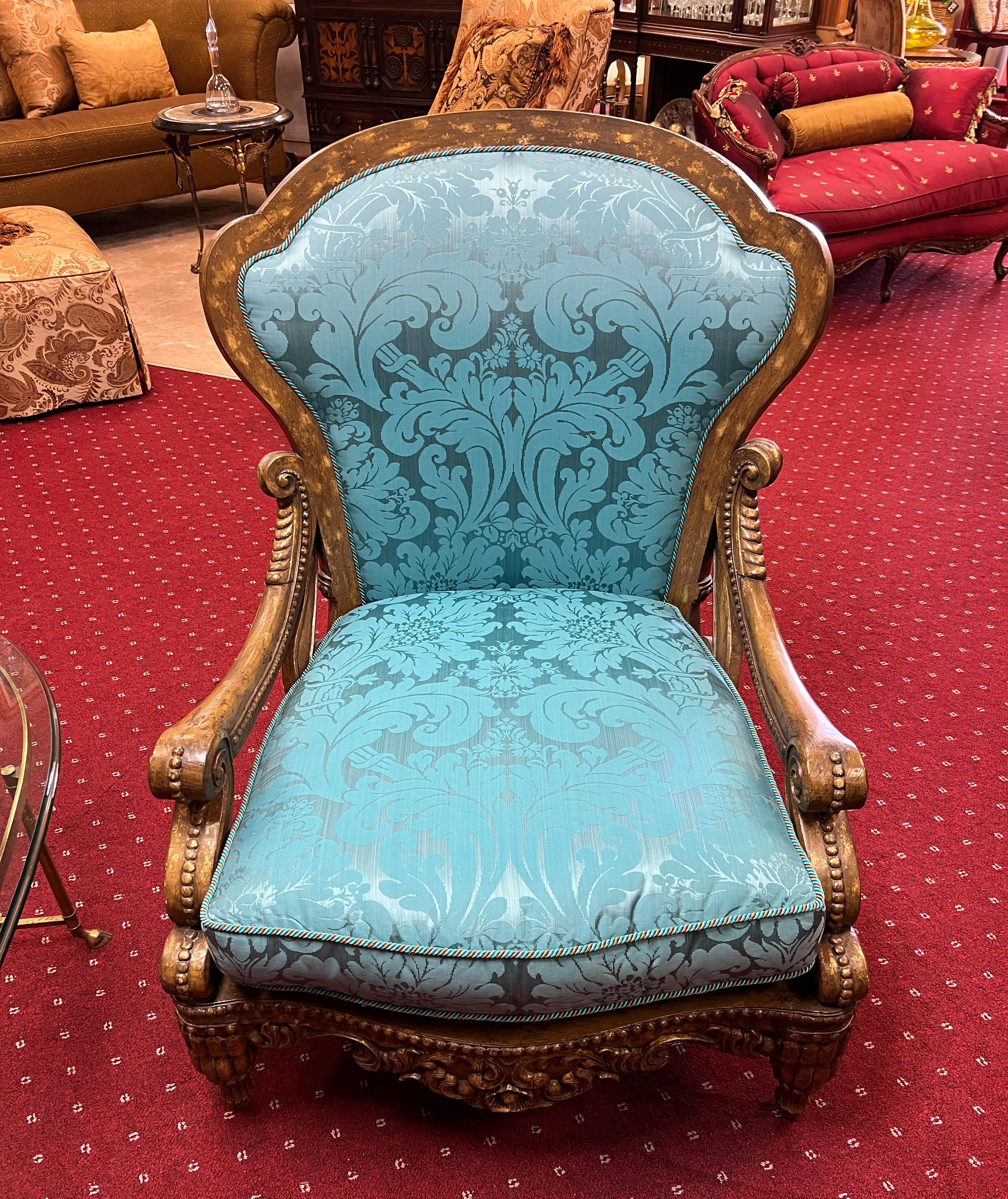 Late 20th Century Pair of Baroque Style Oversized Lounge Chairs by Tomlinson