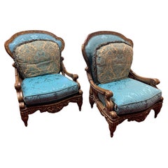 Pair of Baroque Style Oversized Lounge Chairs by Tomlinson