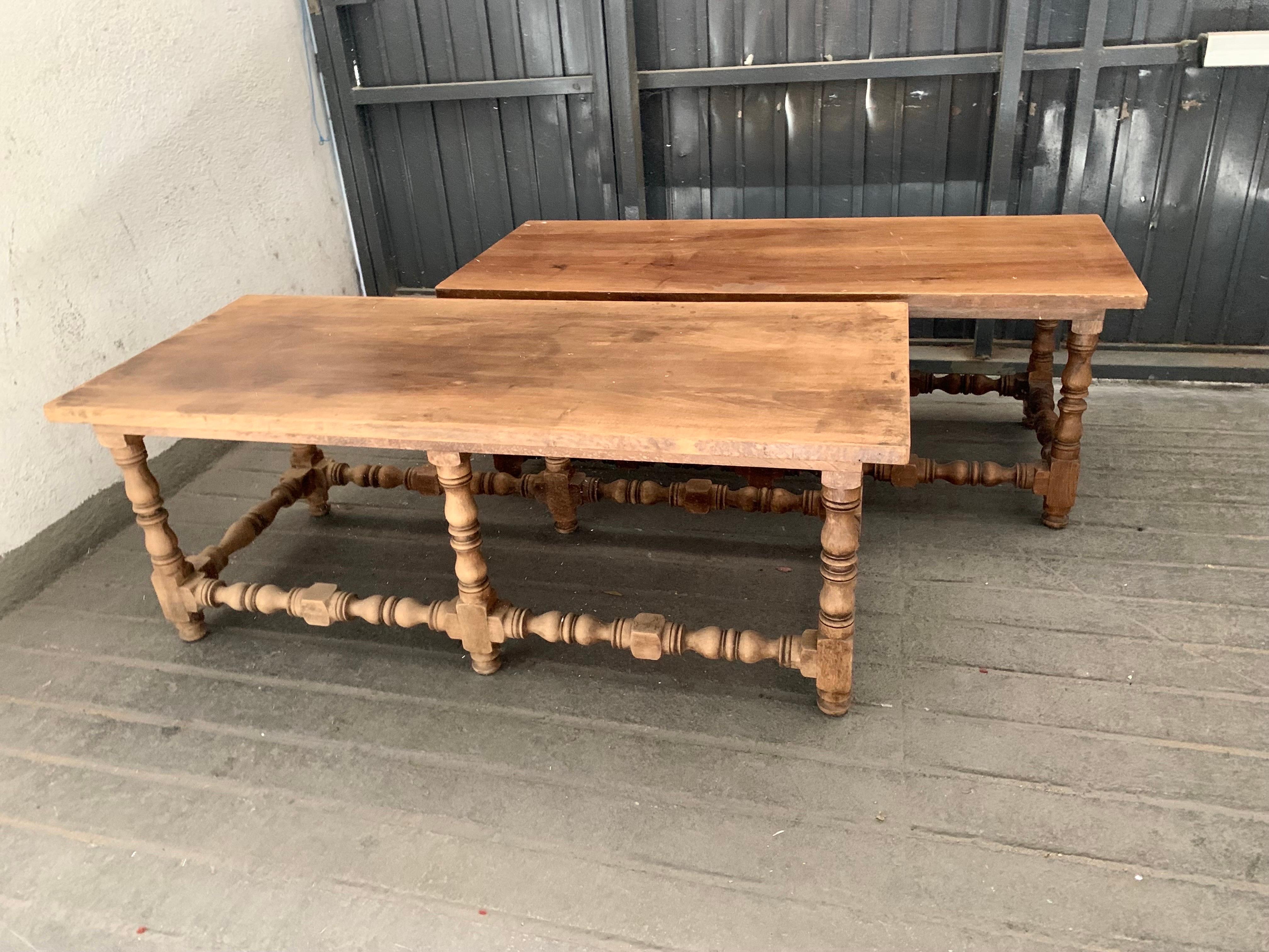 Pair of Baroque Style Spanish Benches or Low Table in Beech Wood For Sale 6