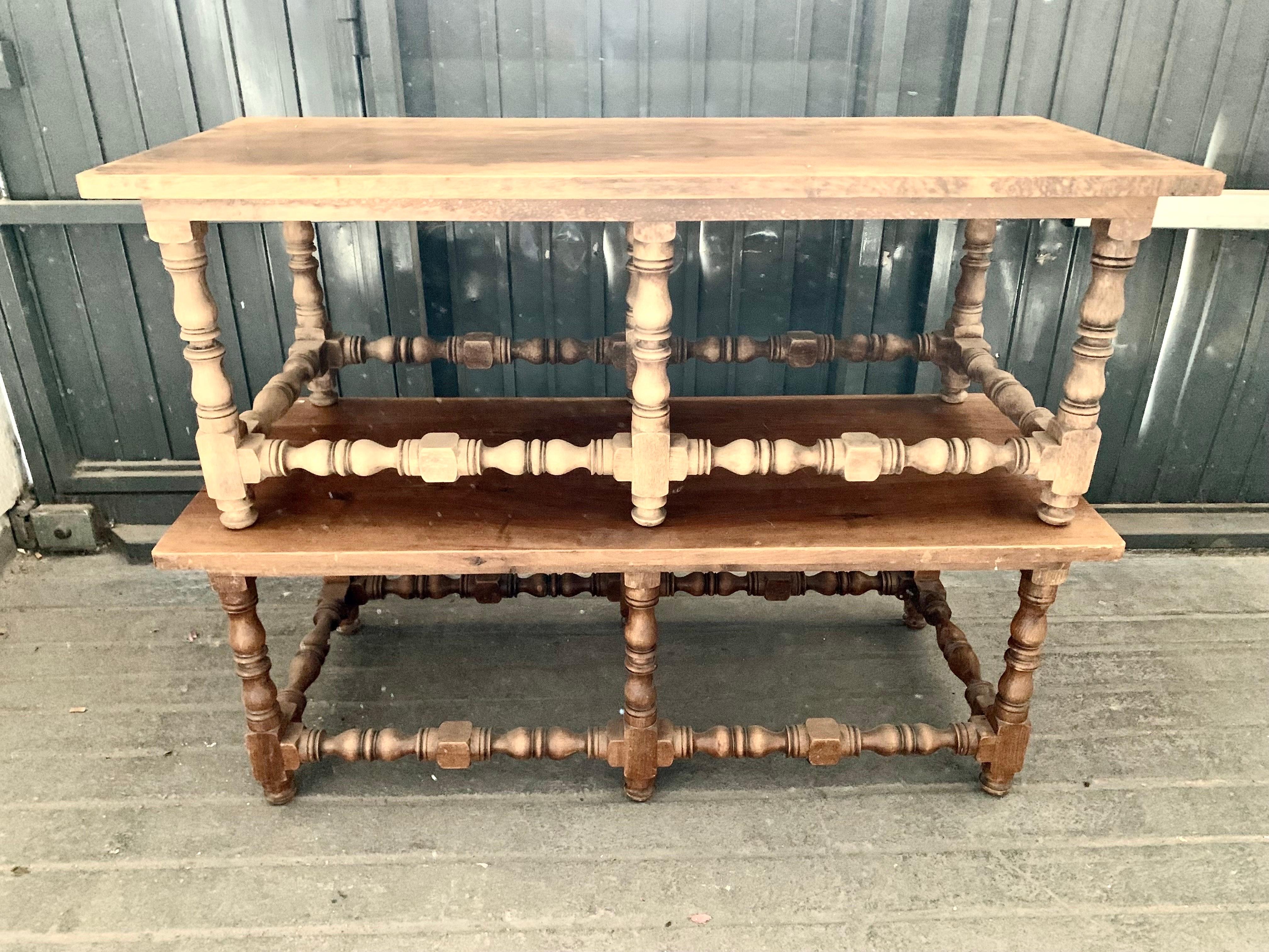 Pair of Baroque Style Spanish Benches or Low Table in Beech Wood For Sale 3