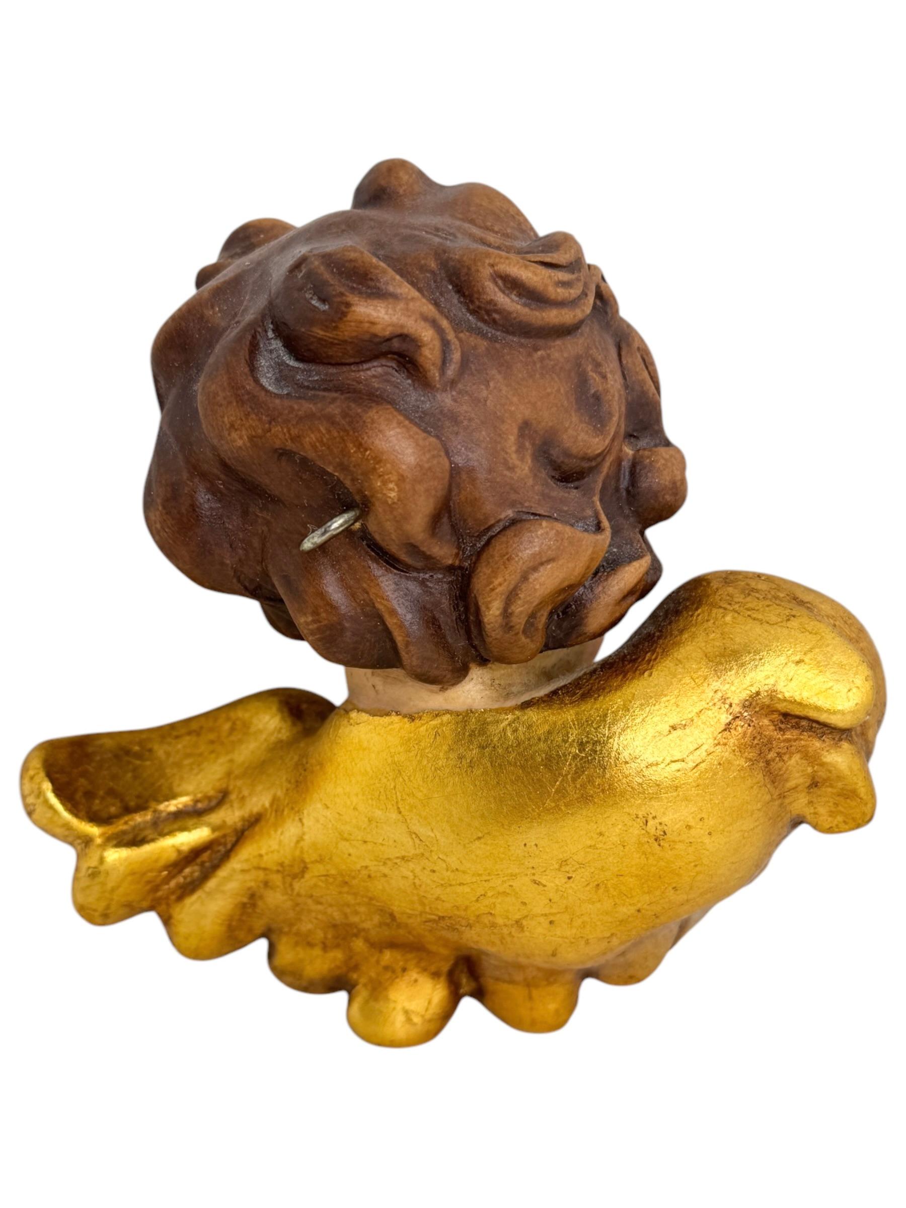 Pair of Baroque Style Wood Carved Cherub Angel Heads, Vintage Anri Italy, 1970s For Sale 5