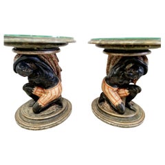 Pair of 19th Century Polychromed Italian Venetian Gueridon Tables