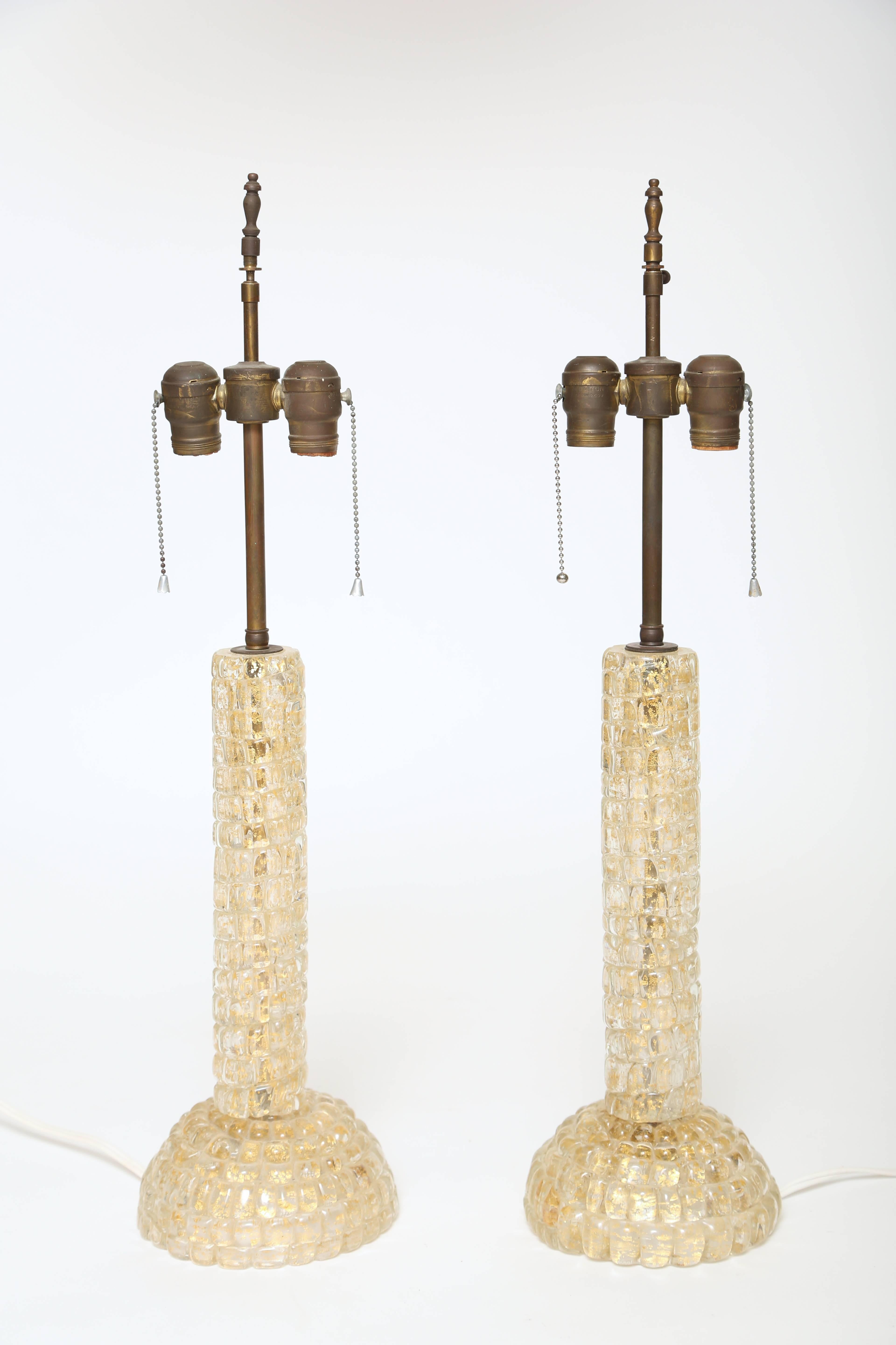 Italian Pair of Barovier and Toso Table Lamps