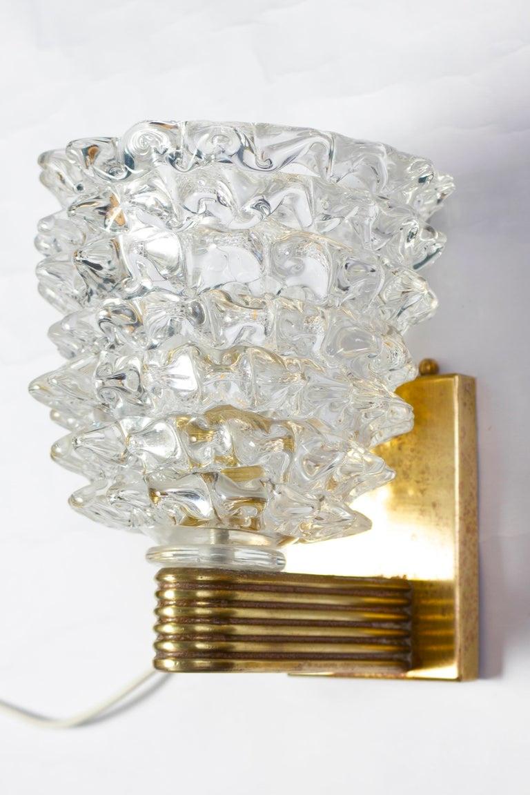 Ein feines Paar Barovier Art Deco Messing montiert Murano Glas Wandleuchten oder mit einem kostbaren mundgeblasenen 