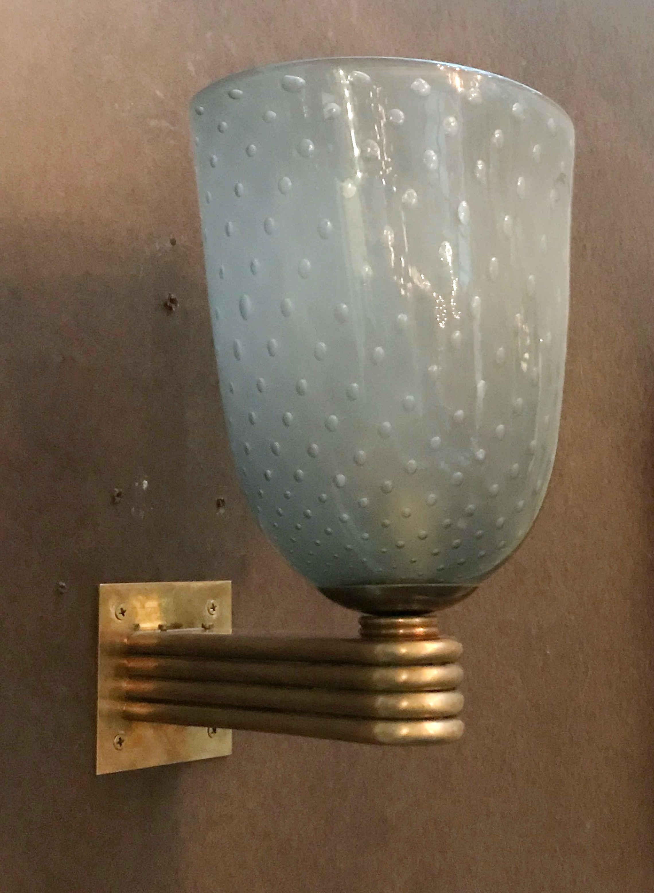 Brass Pair of Barovier e Toso Sconces