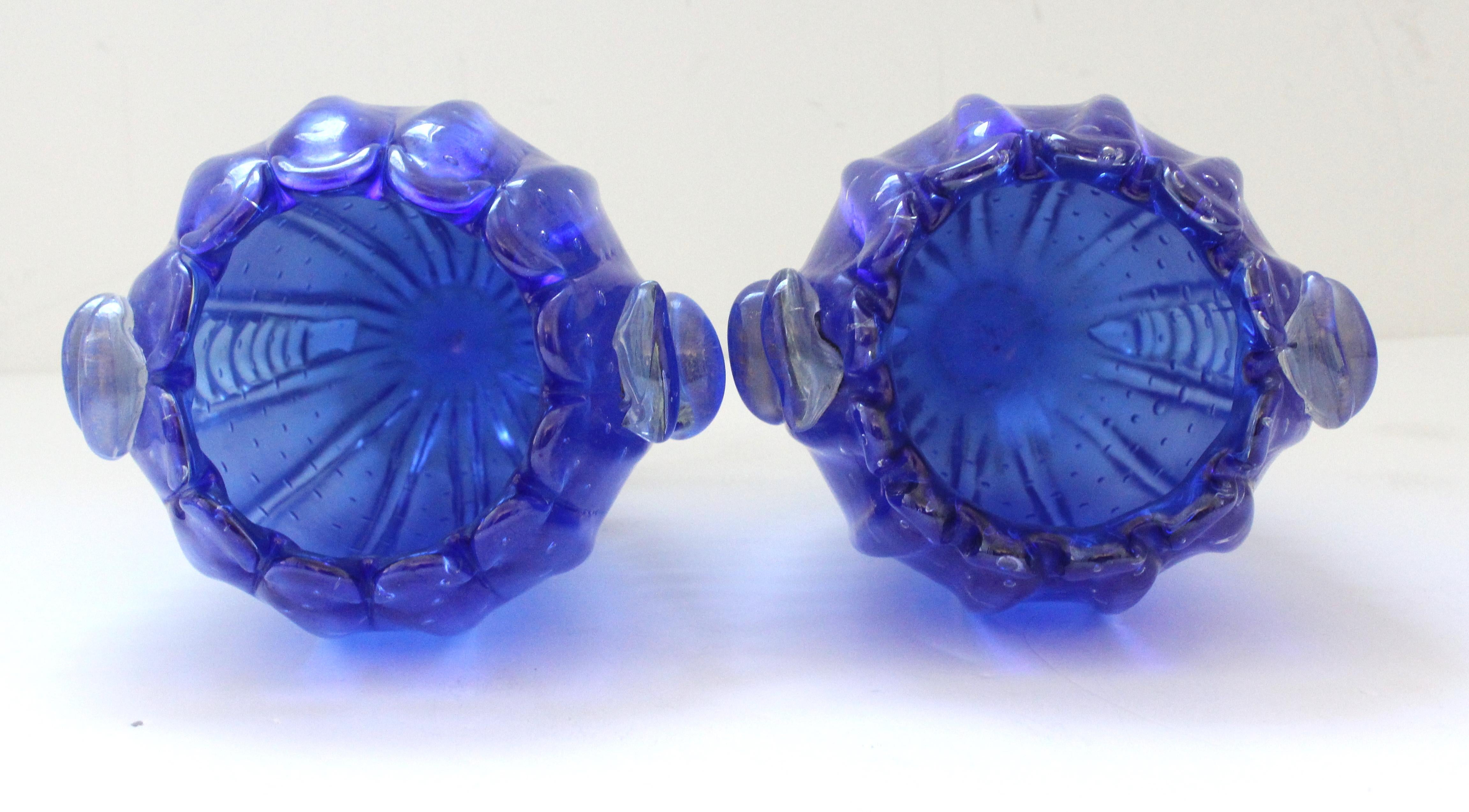 Pair of Barovier et Toso Blue Vases 2