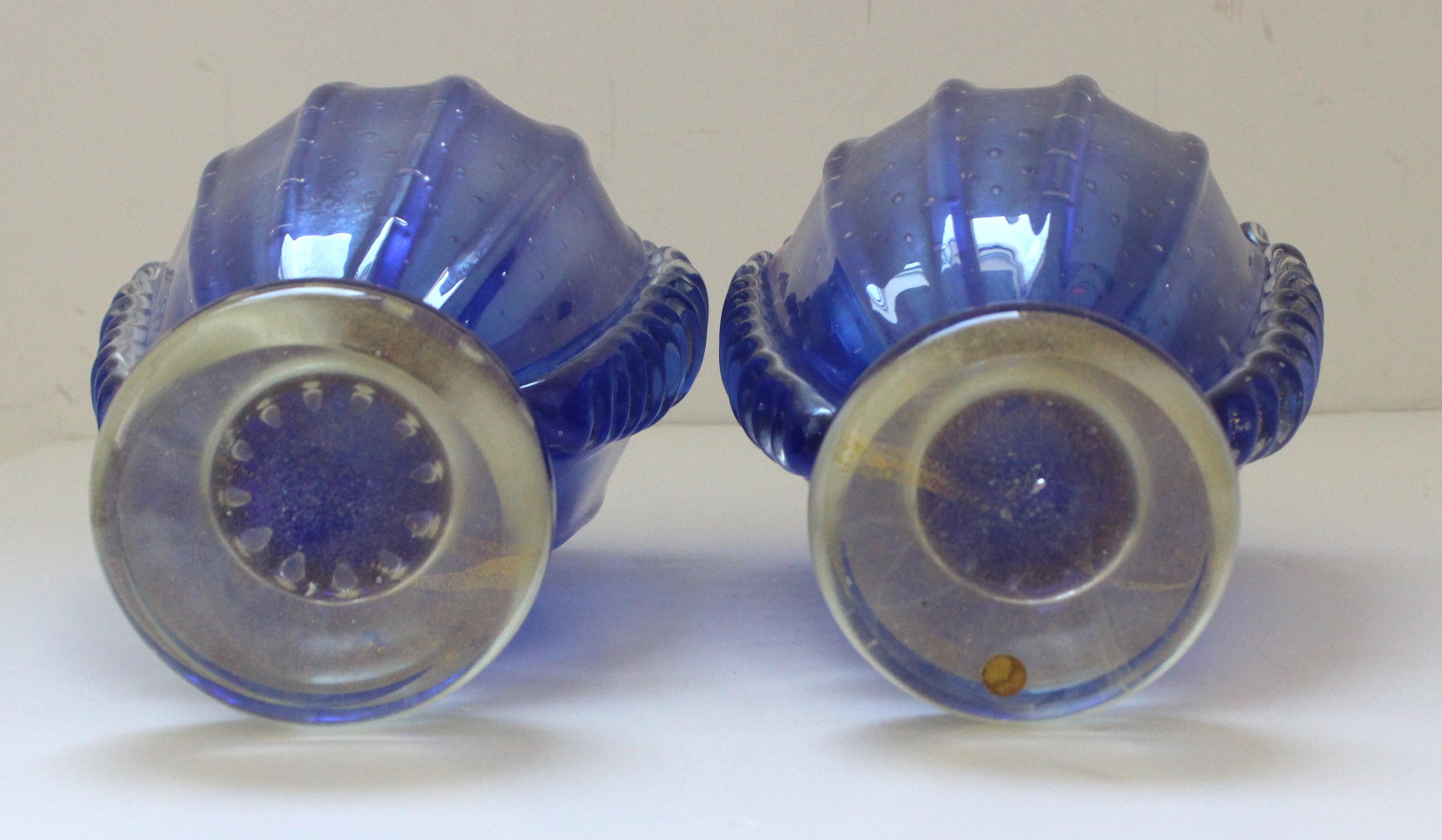 Pair of Barovier et Toso Blue Vases 3