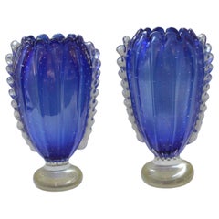 Pair of Barovier et Toso Blue Vases