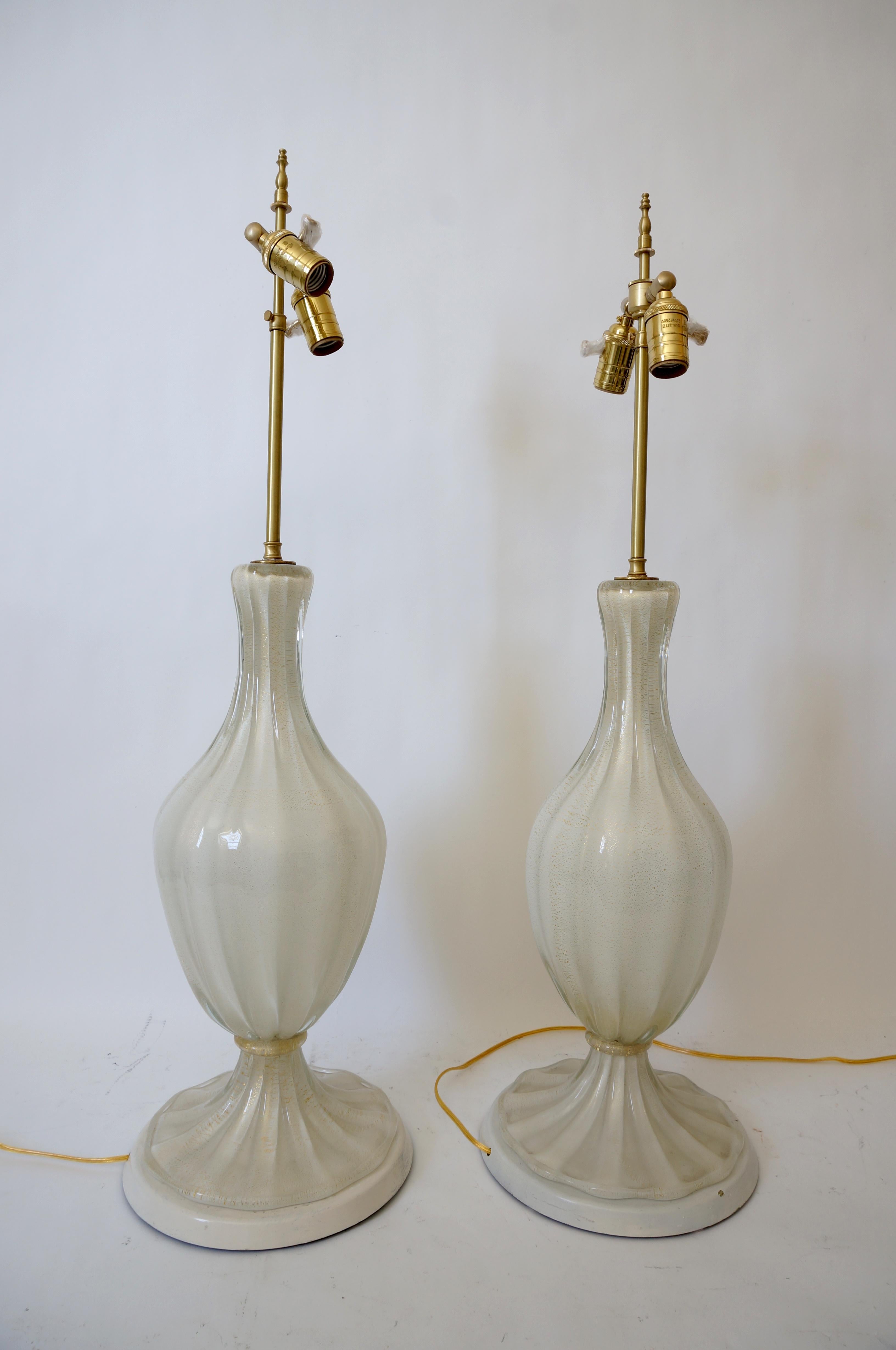 Pair of Barovier et Toso Murano Glass Lamps In Good Condition In West Palm Beach, FL