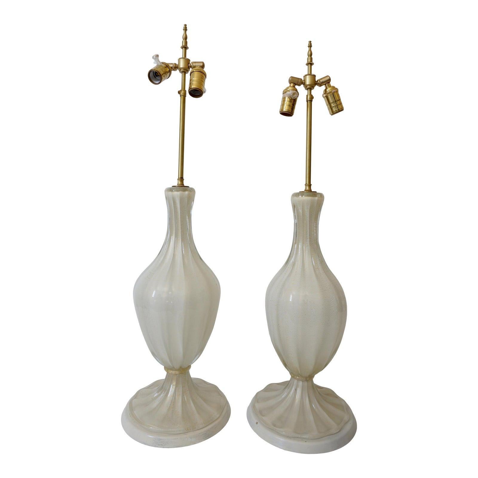 Pair of Barovier et Toso Murano Glass Lamps