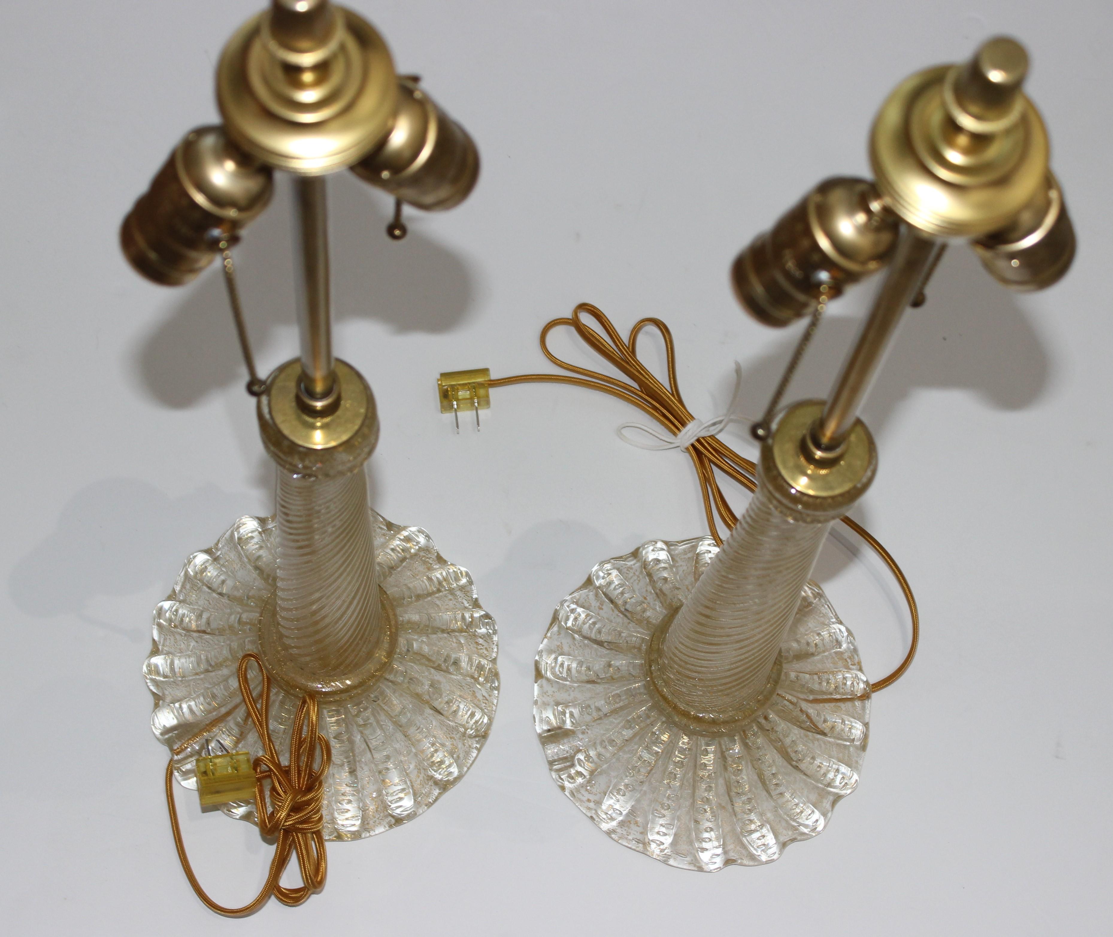 Pair of Barovier et Toso Murano Glass Table Lamps 3