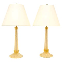 Pair of Barovier et Toso Murano Glass Table Lamps