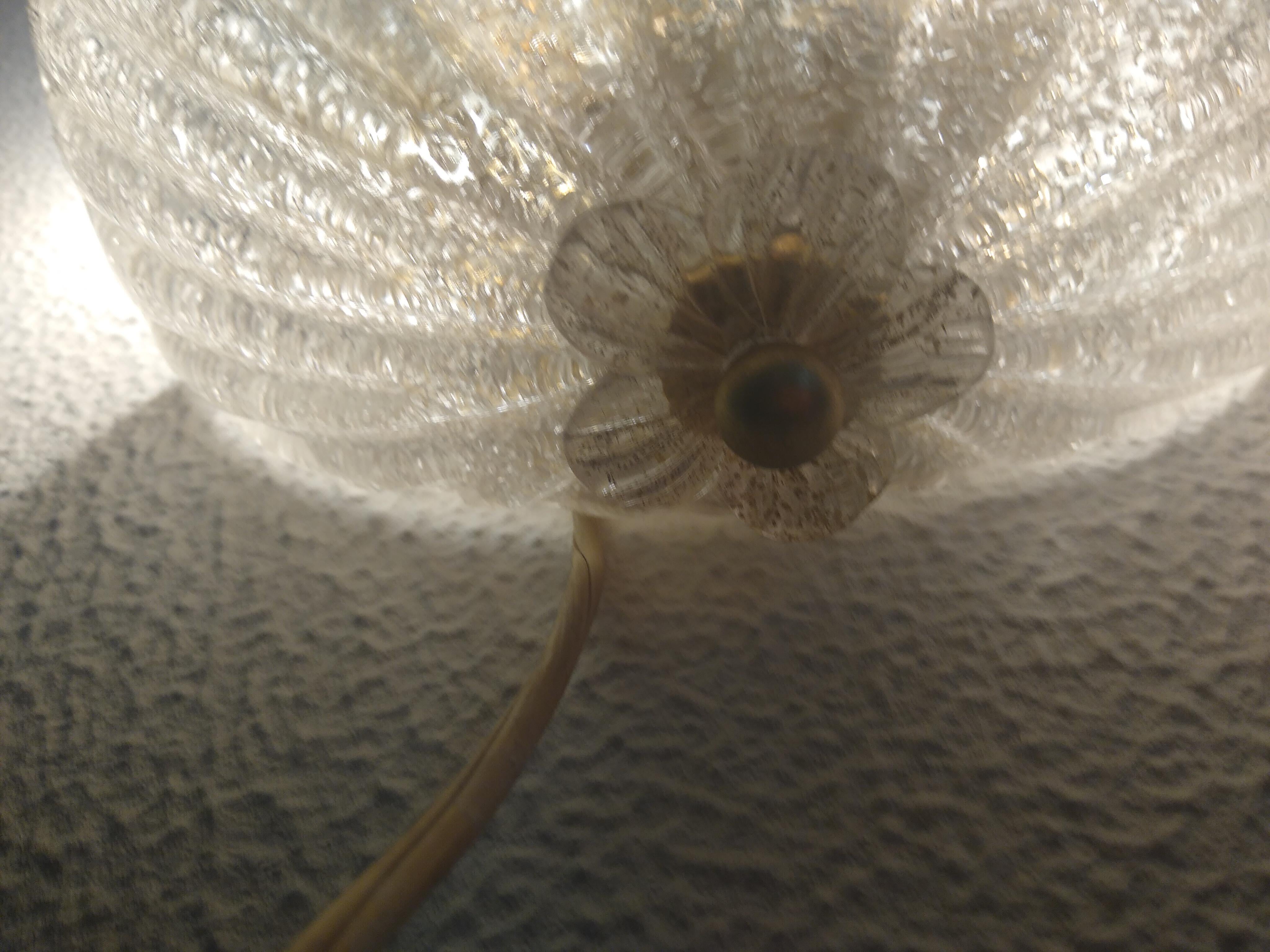 Pair of Barovier Large Murano Glass Leaf  Sconces with Brass Fittings, 1960s For Sale 1