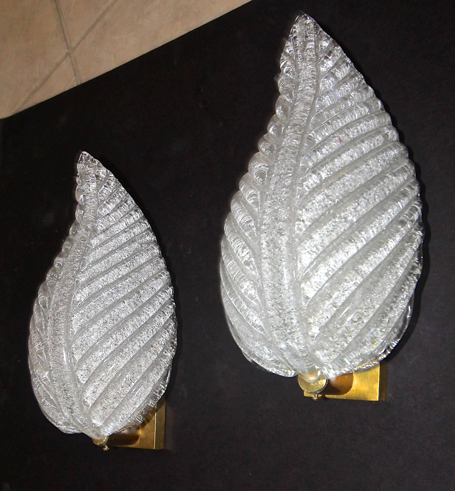 Pair of Barovier Murano Glass Leaf Wall Sconces 1