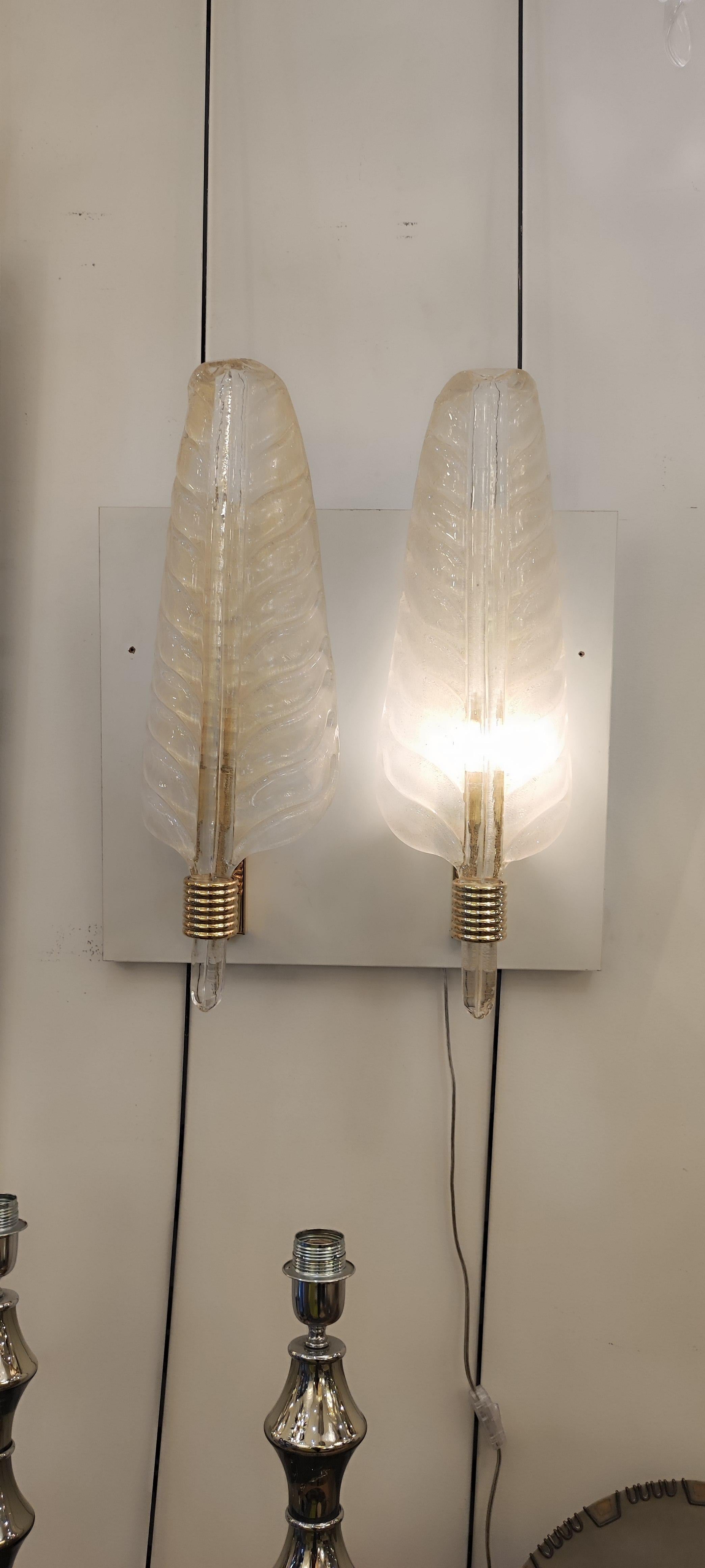 Pair of Barovier Murano Glass Leaves Sconces  For Sale 5