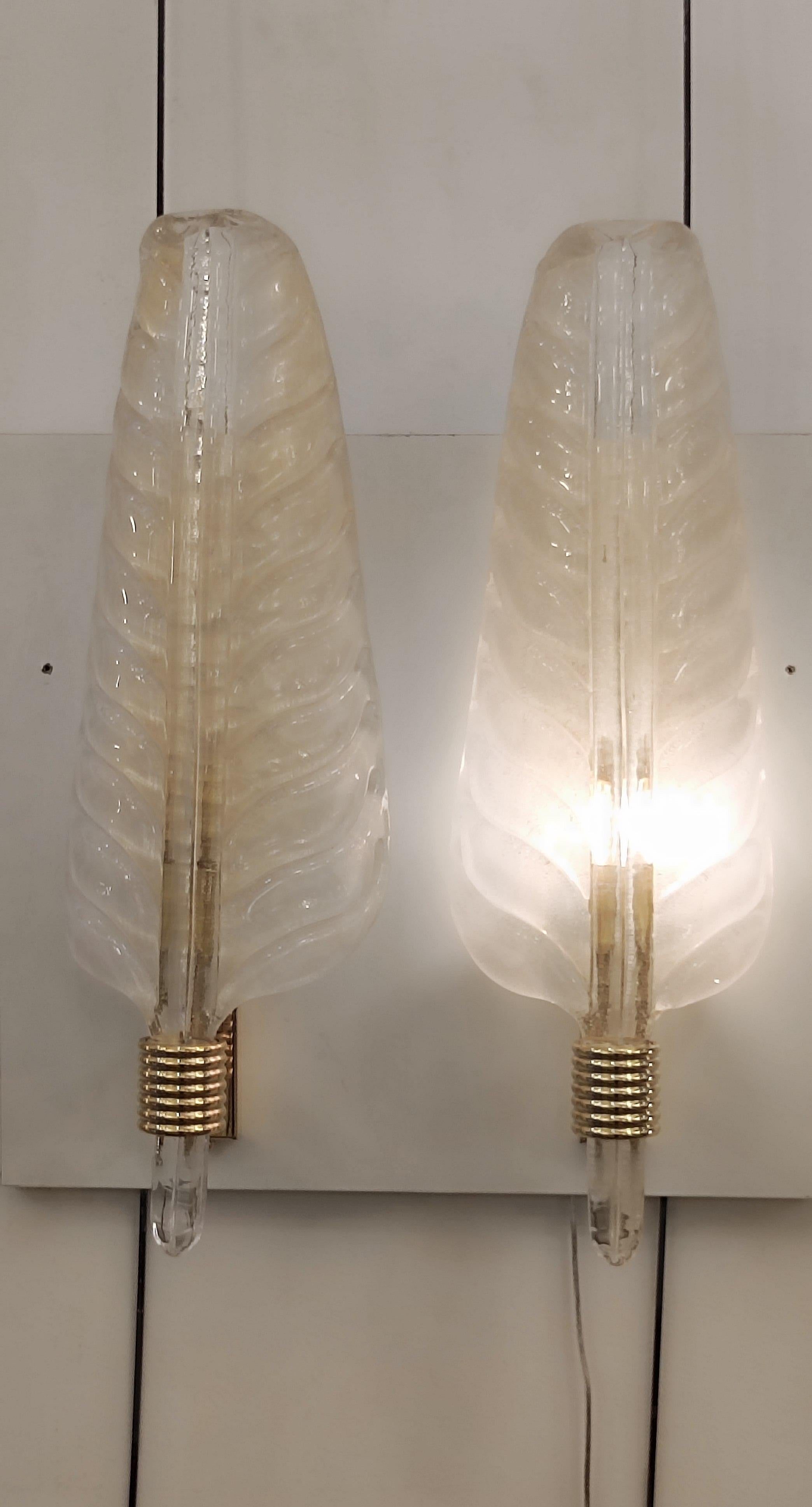 Pair of Barovier Murano Glass Leaves Sconces  For Sale 1