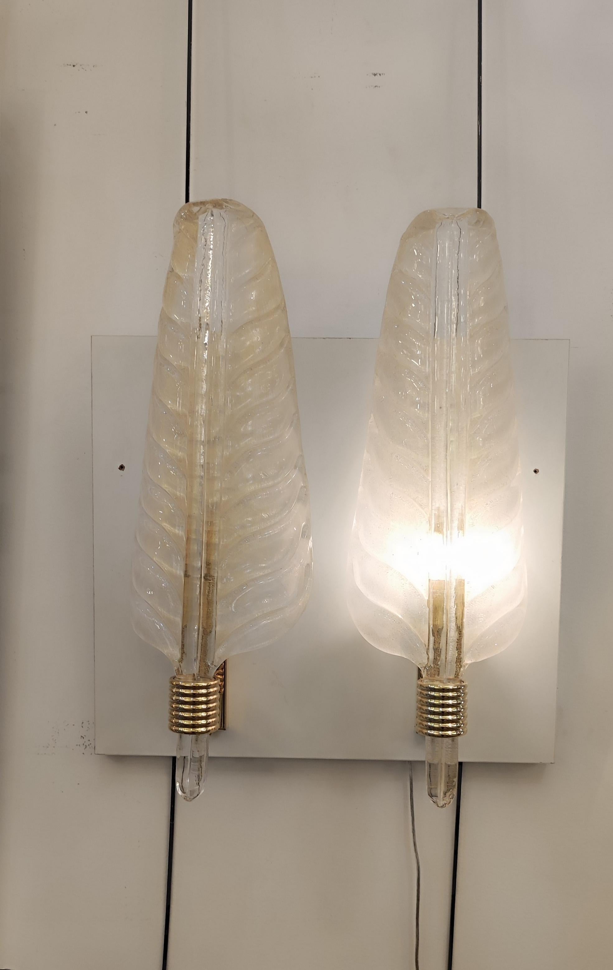Pair of Barovier Murano Glass Leaves Sconces  For Sale 2