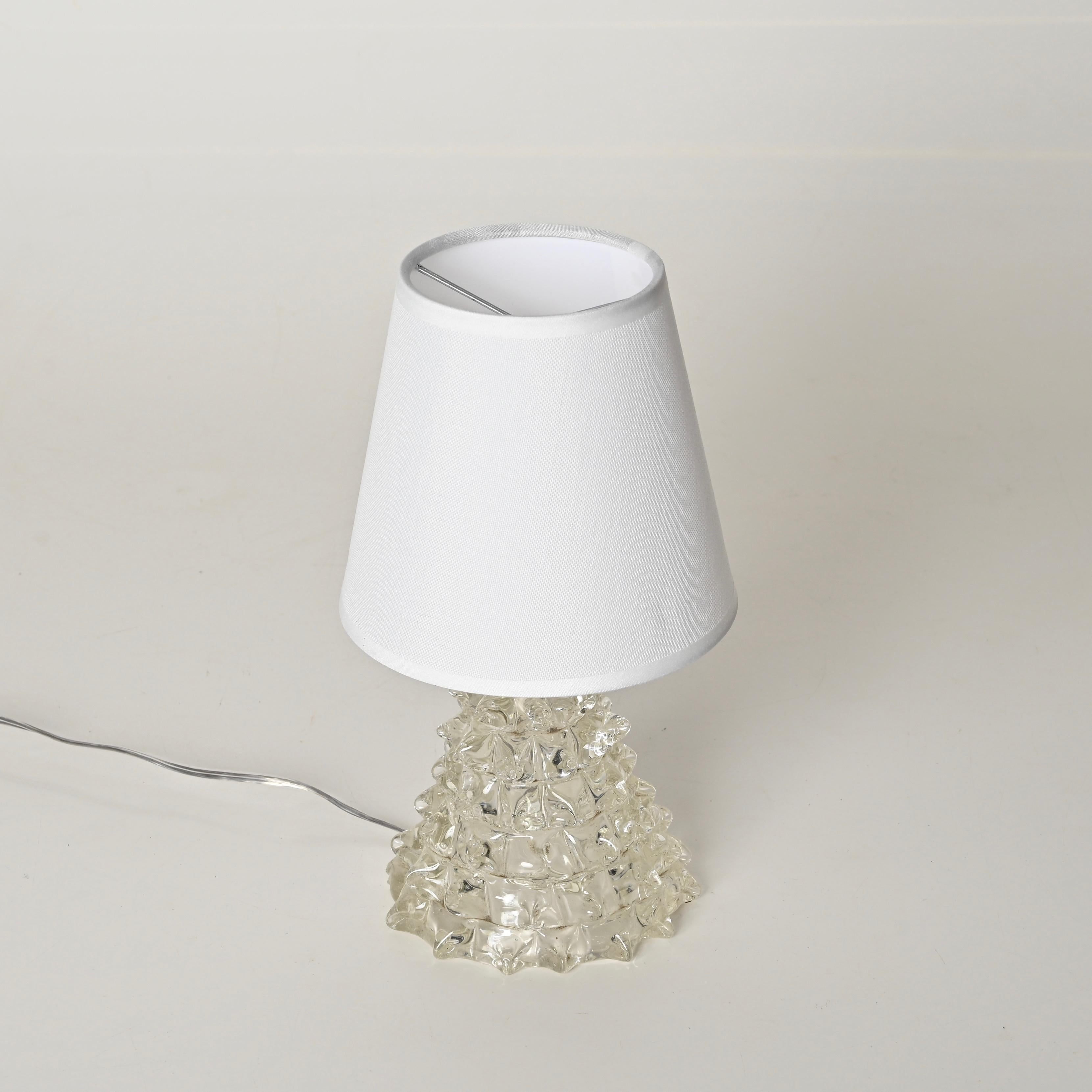 Pair of Barovier Murano Rostrato Glass and Brass Table Lamps, Italy 1940s For Sale 6