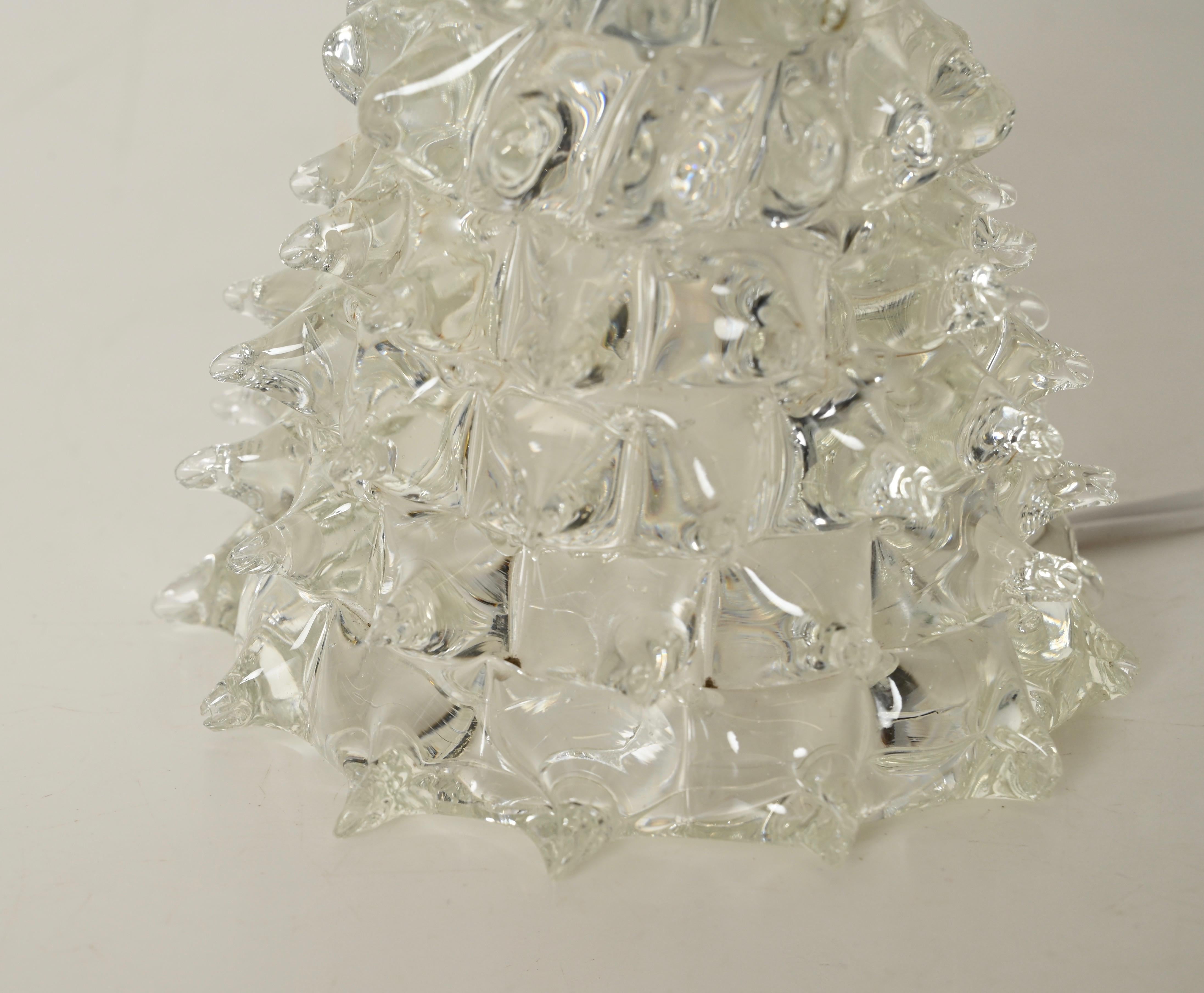 Pareja de lámparas de mesa Barovier de cristal rostrato de Murano y latón, Italia Años 1940 en venta 6