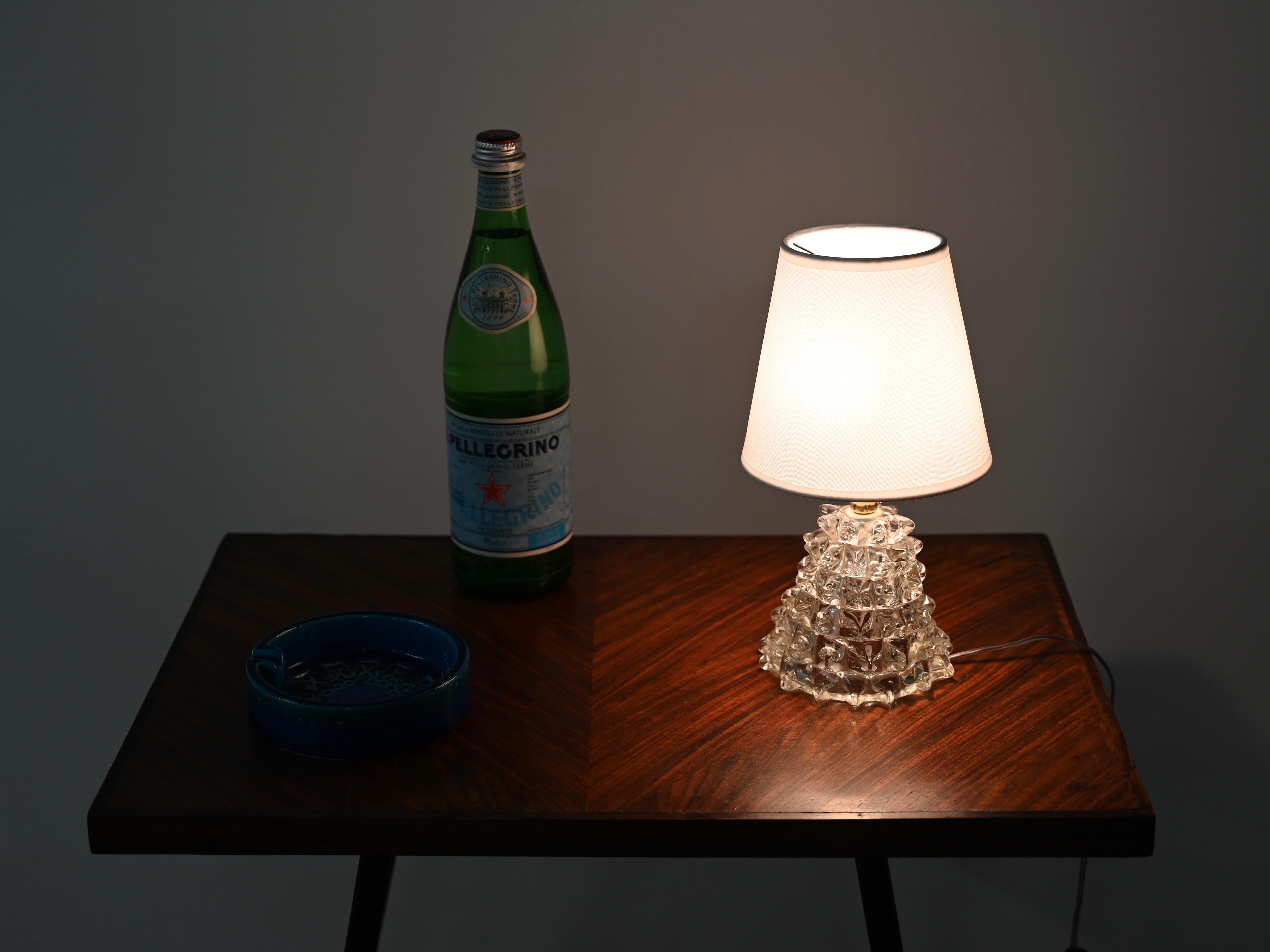 Pair of Barovier Murano Rostrato Glass and Brass Table Lamps, Italy 1940s For Sale 8