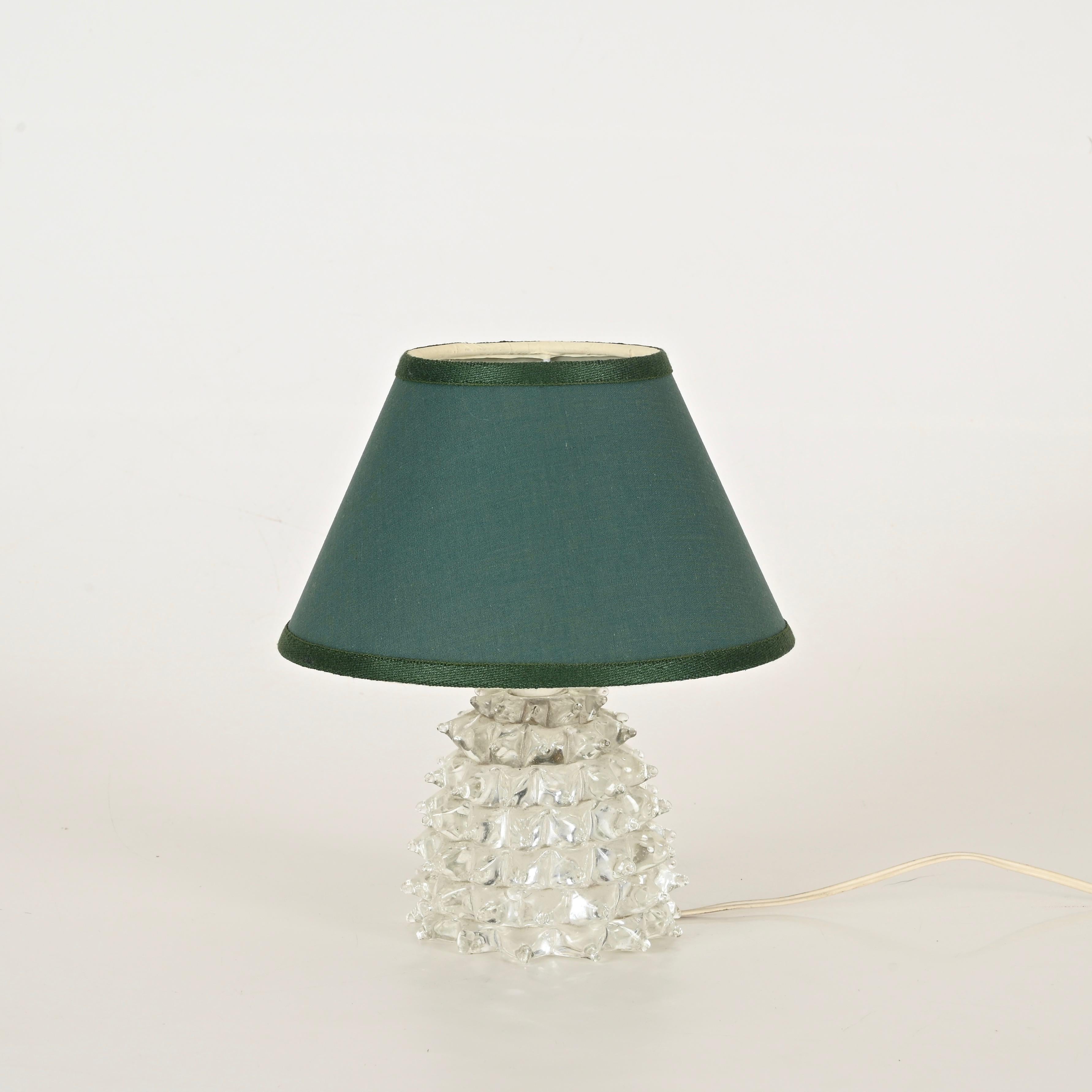 Paar Barovier Murano Rostrato-Tischlampen aus Glas und Messing, Italien 1940er Jahre (Handgefertigt) im Angebot