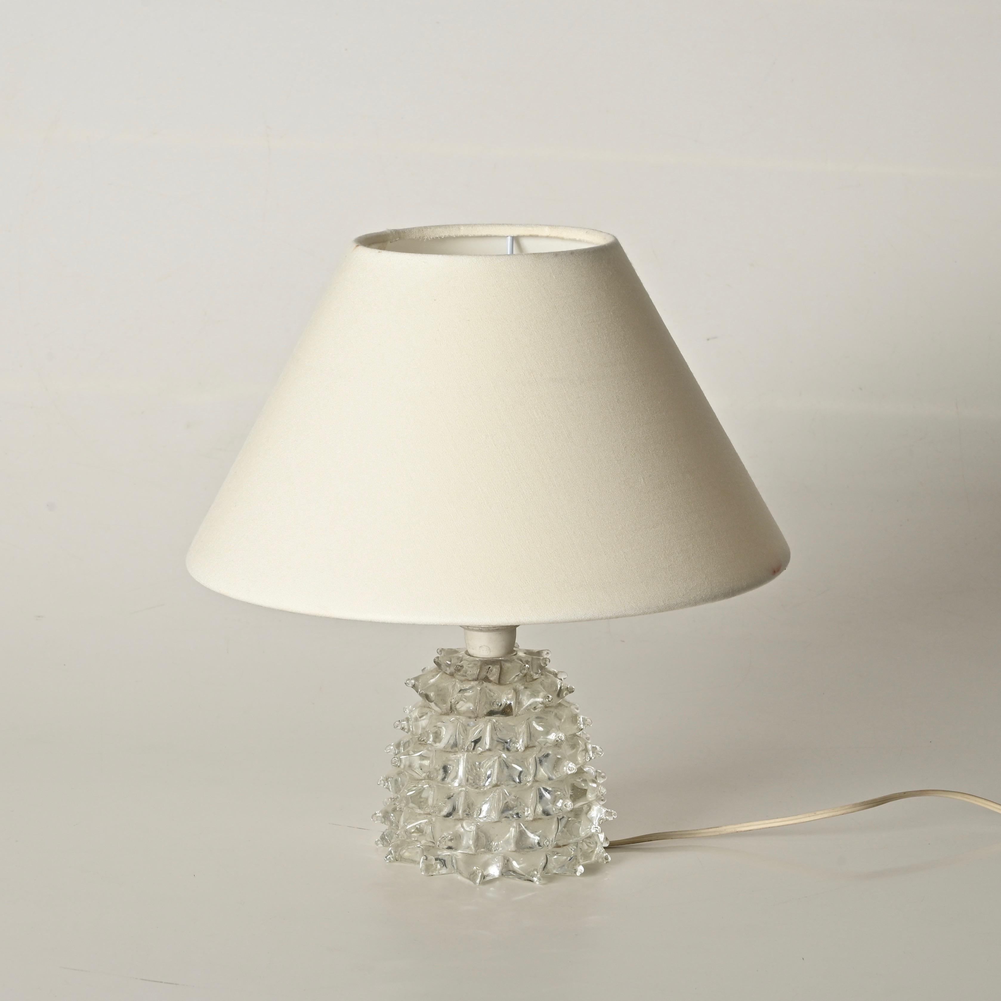 Paar Barovier Murano Rostrato-Tischlampen aus Glas und Messing, Italien 1940er Jahre (Mitte des 20. Jahrhunderts) im Angebot