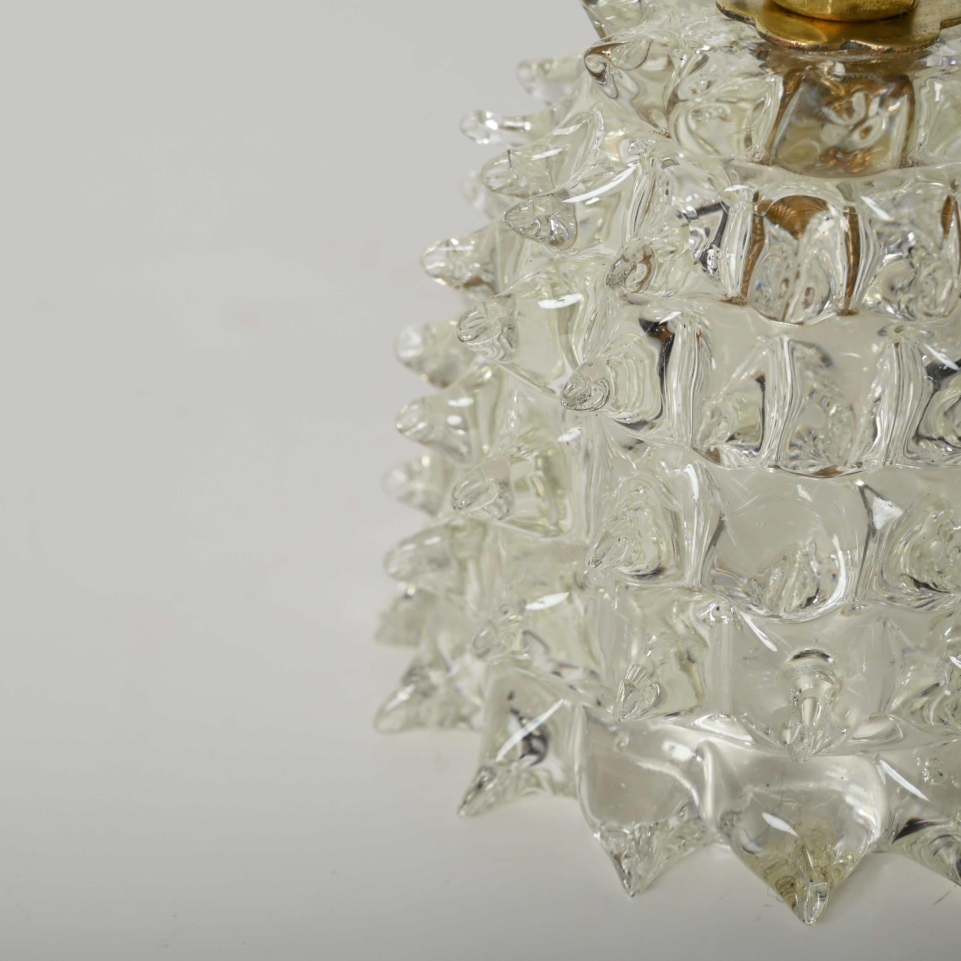 Paar Barovier Murano Rostrato-Tischlampen aus Glas und Messing, Italien 1950er Jahre 7