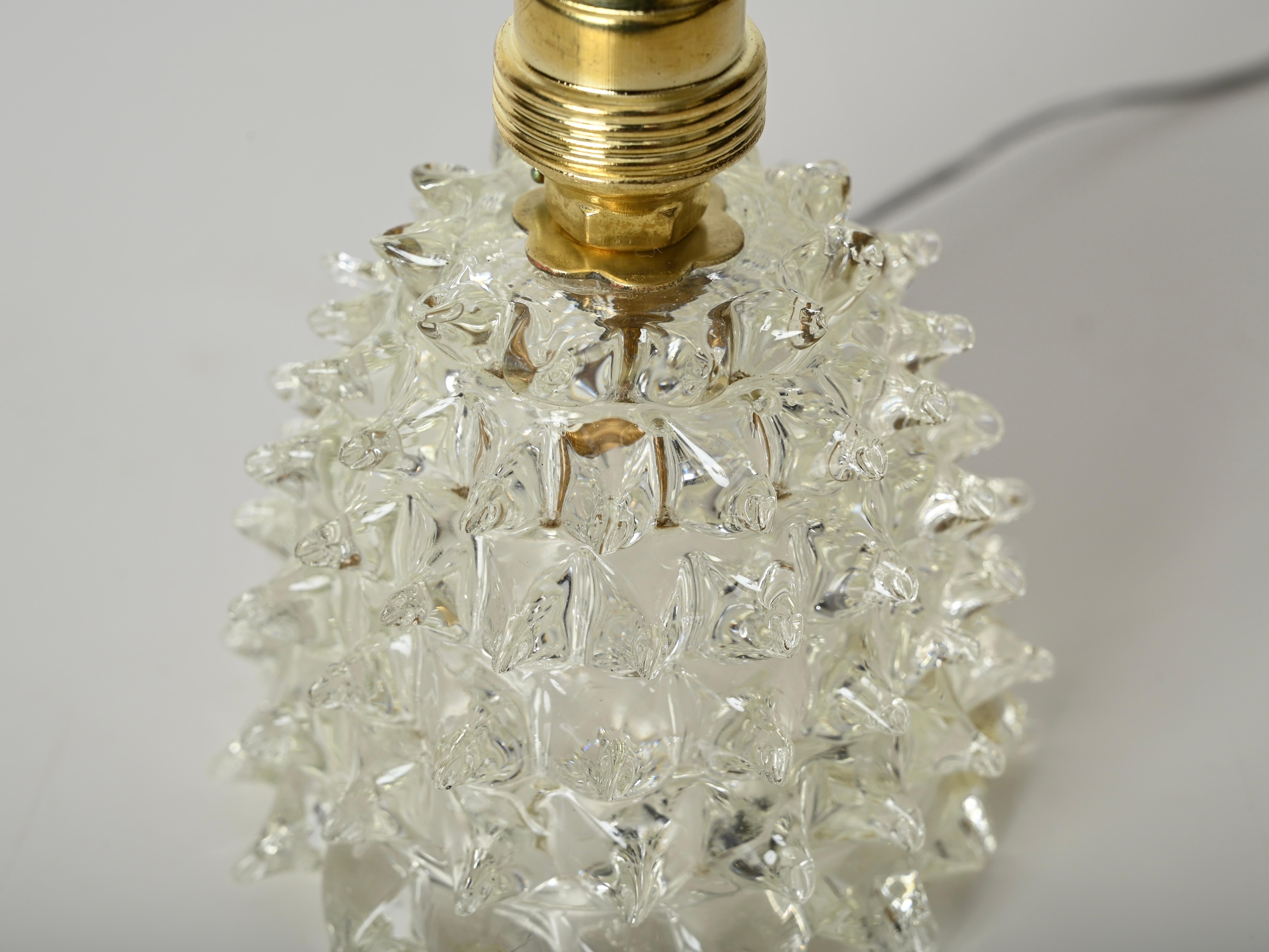 Paar Barovier Murano Rostrato-Tischlampen aus Glas und Messing, Italien 1950er Jahre 8