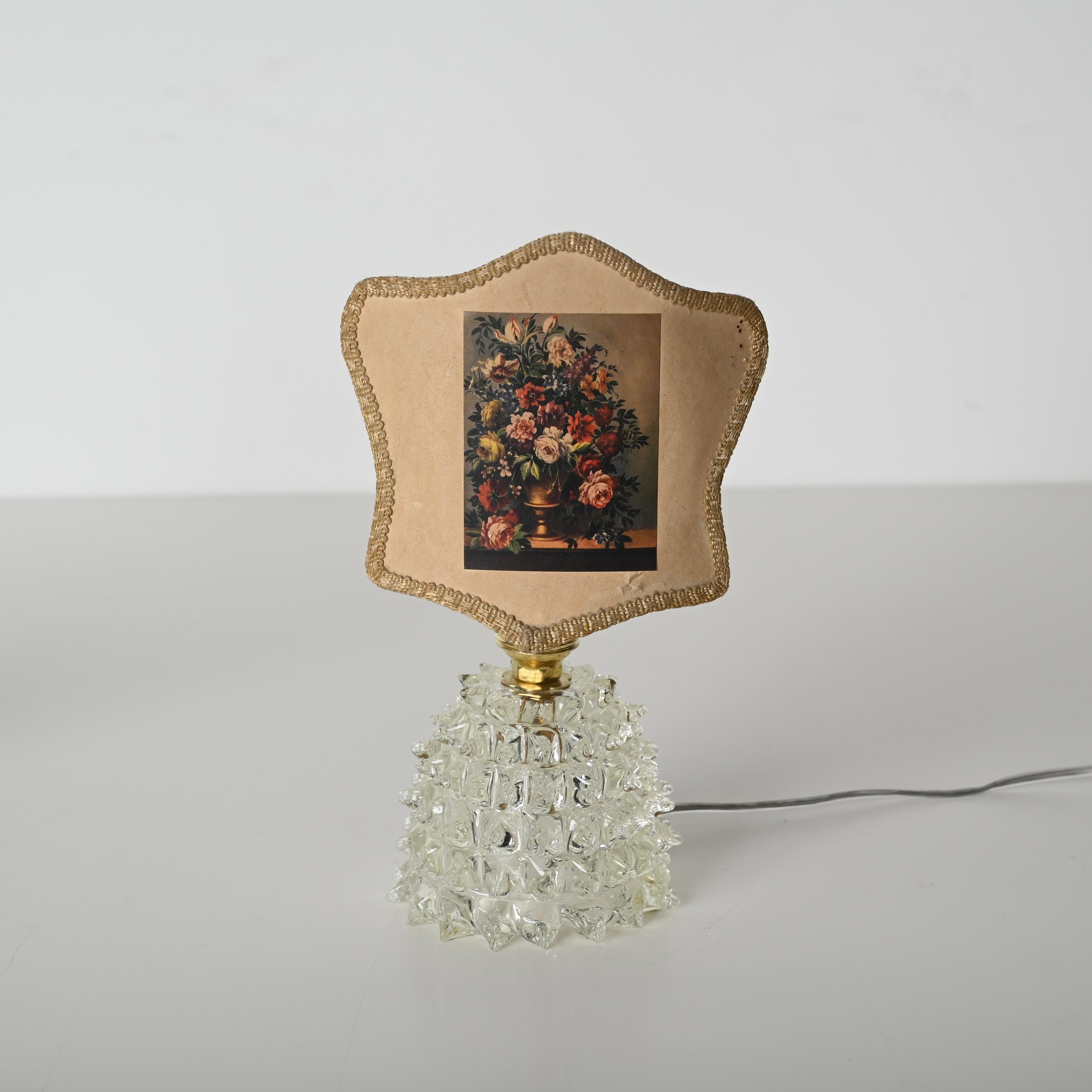 Paar Barovier Murano Rostrato-Tischlampen aus Glas und Messing, Italien 1950er Jahre 9